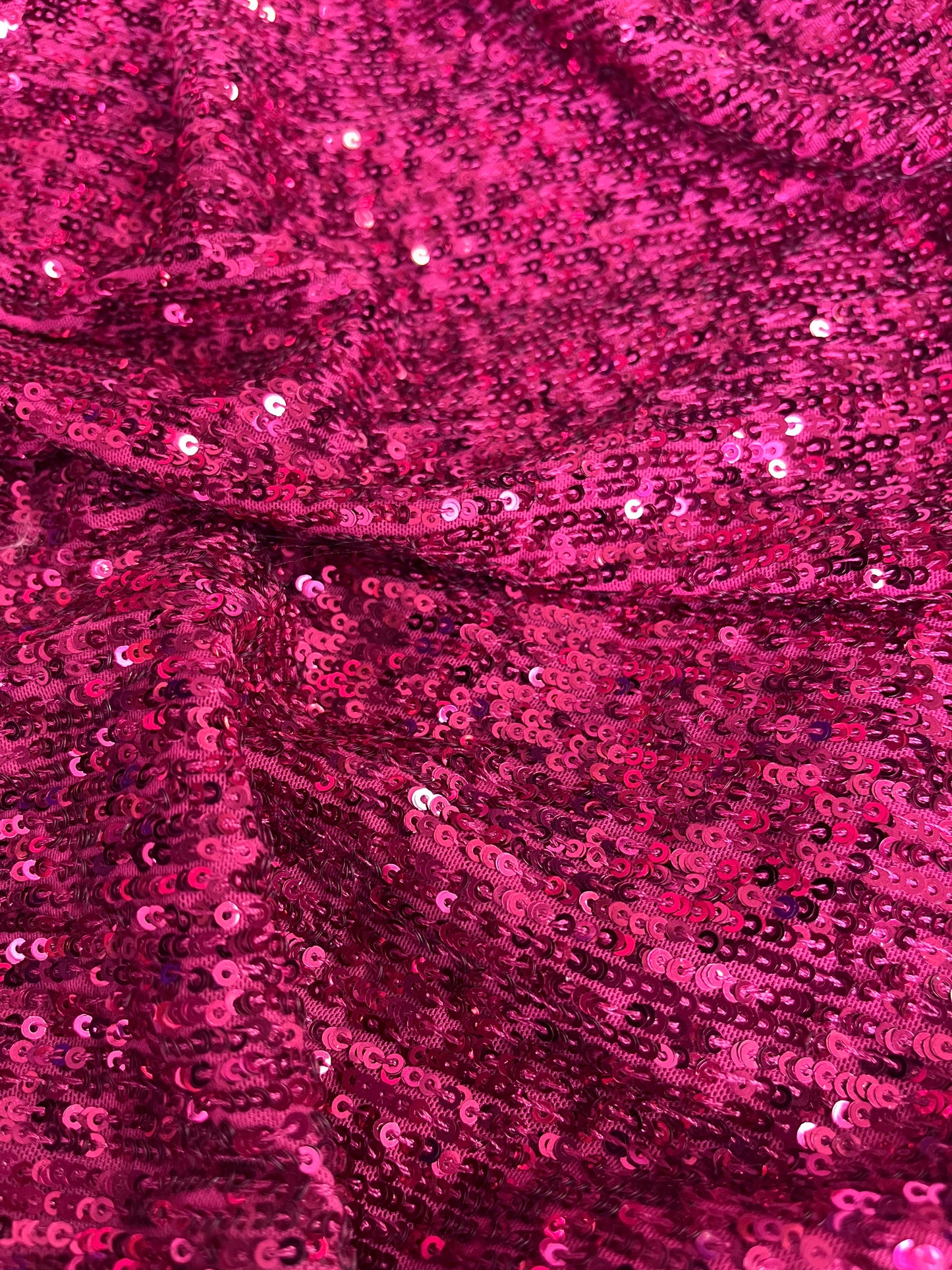 Italian Sequin Stretch Mesh - Hot Pink