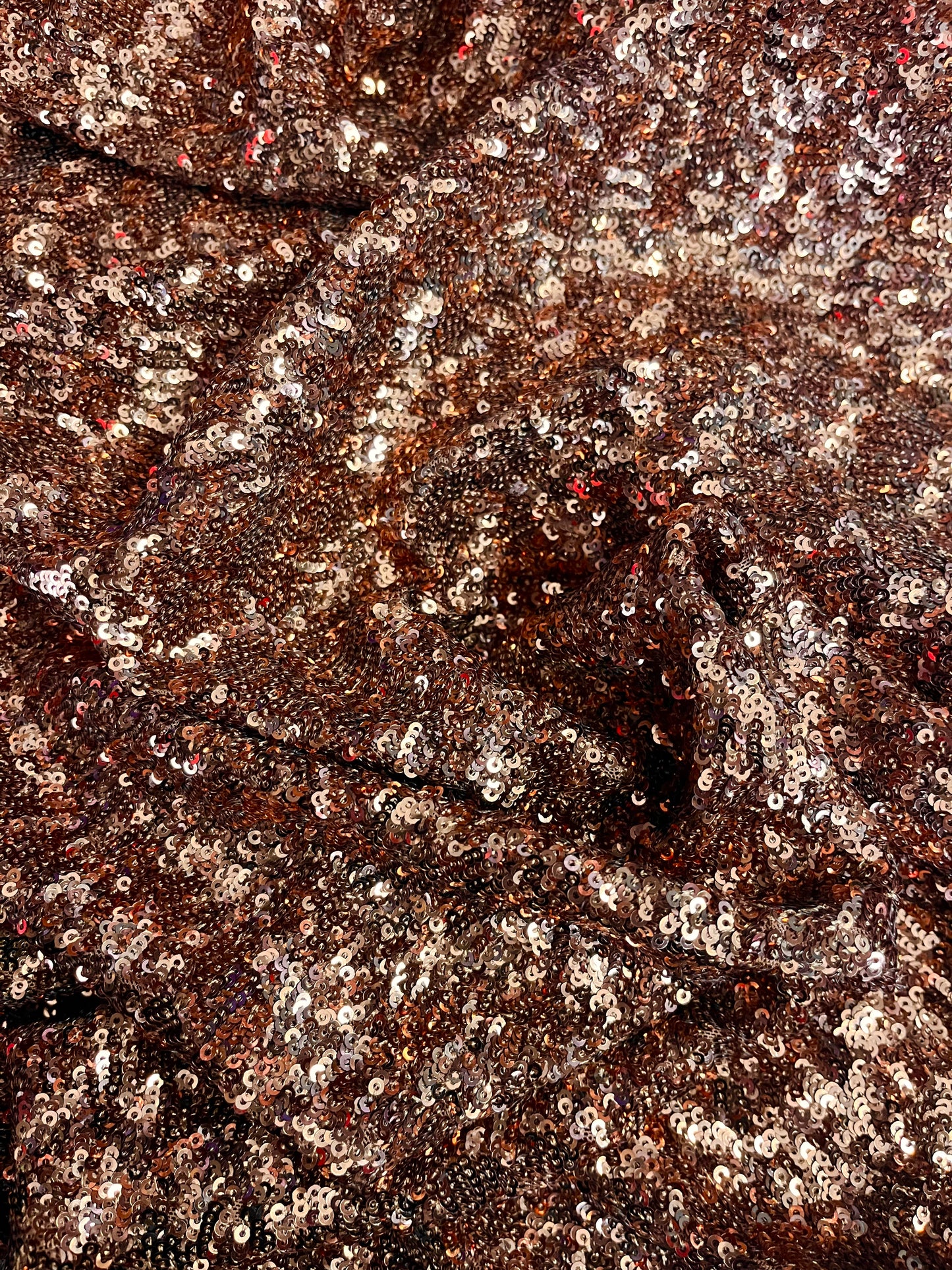 Italian Sequin Stretch Mesh - Copper