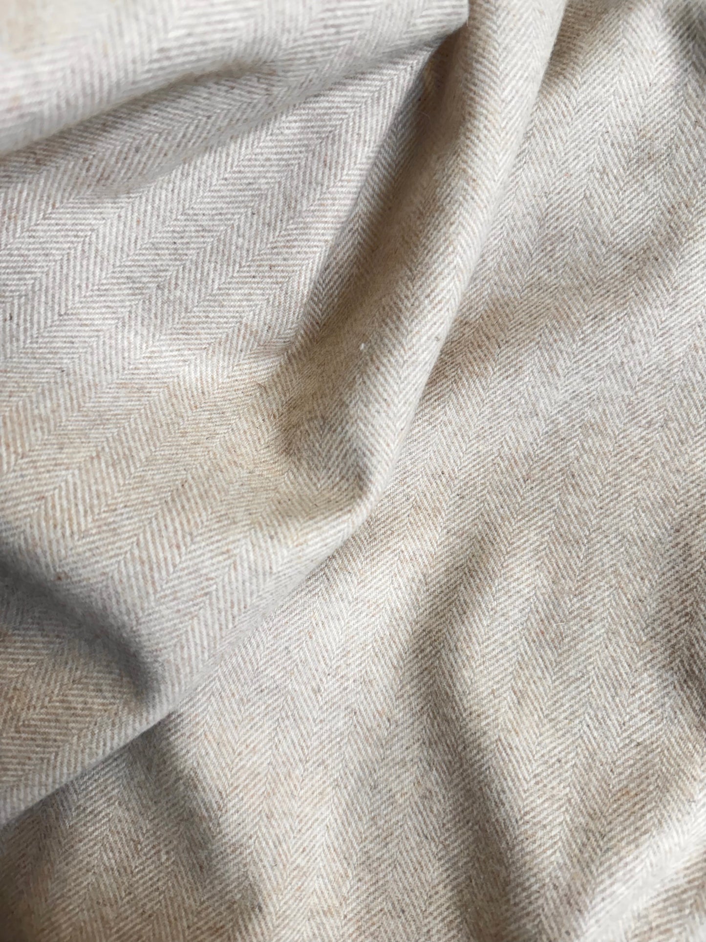 Heritage Label - Italian Brushed Herringbone Wool Blend - Cream/Beige