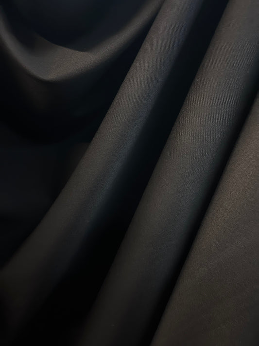 Italian Suiting Virgin Wool Gabardine - Jet Black