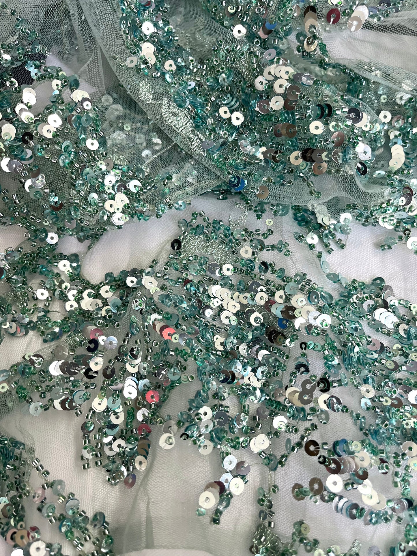 Embroidered Sequin Mesh - Turquoise