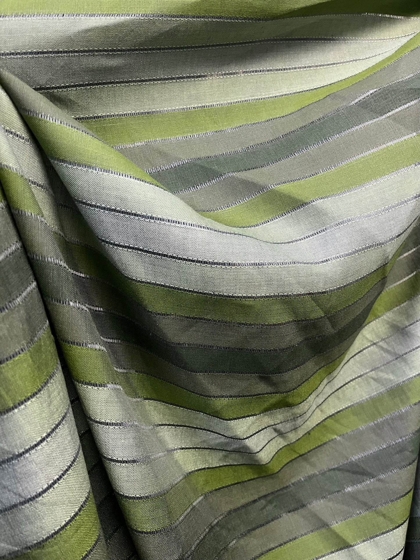 Linen Blend Jacquard - Green Stipe