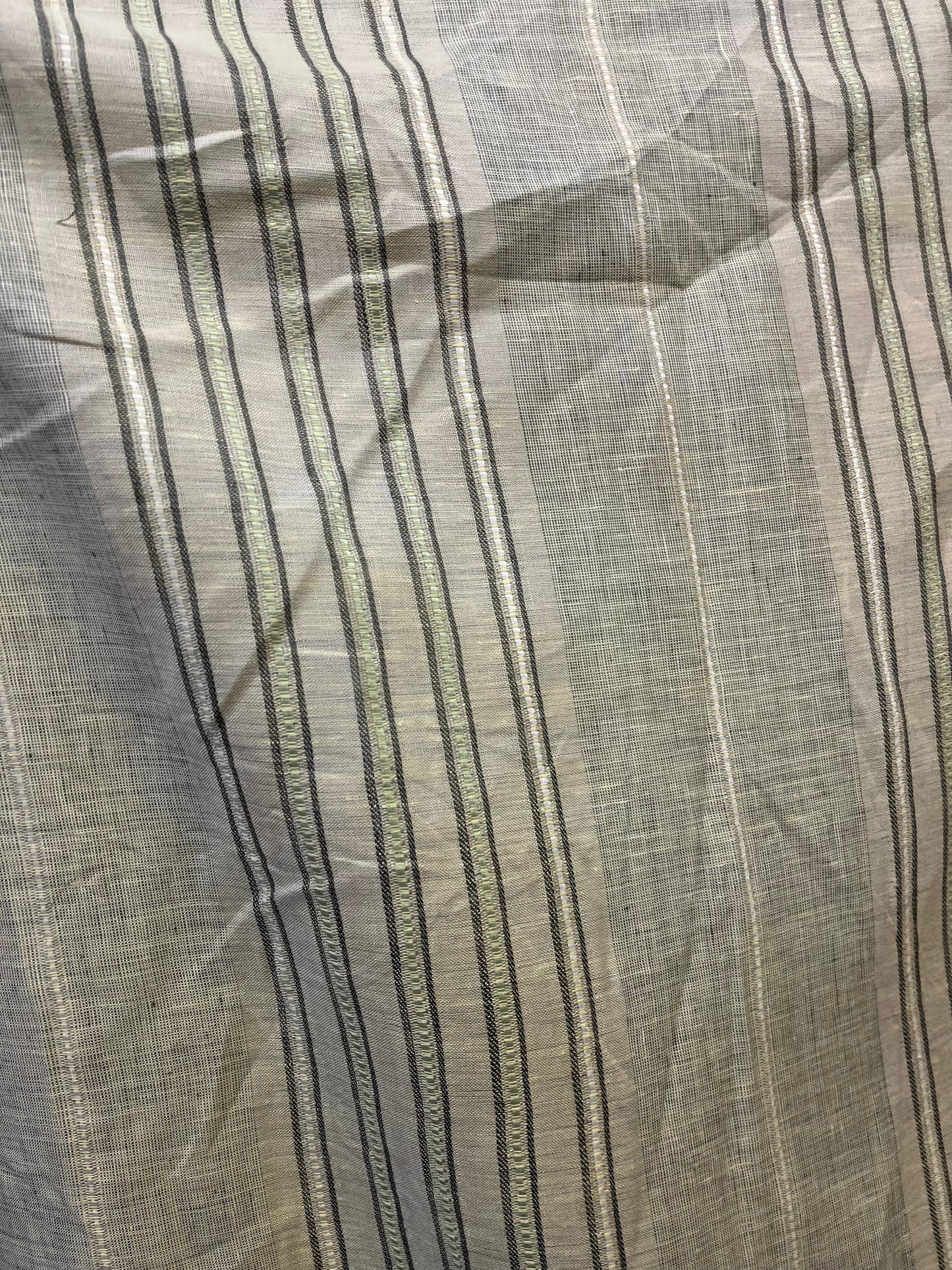 Linen Jacquard - Sandy Green Stripe