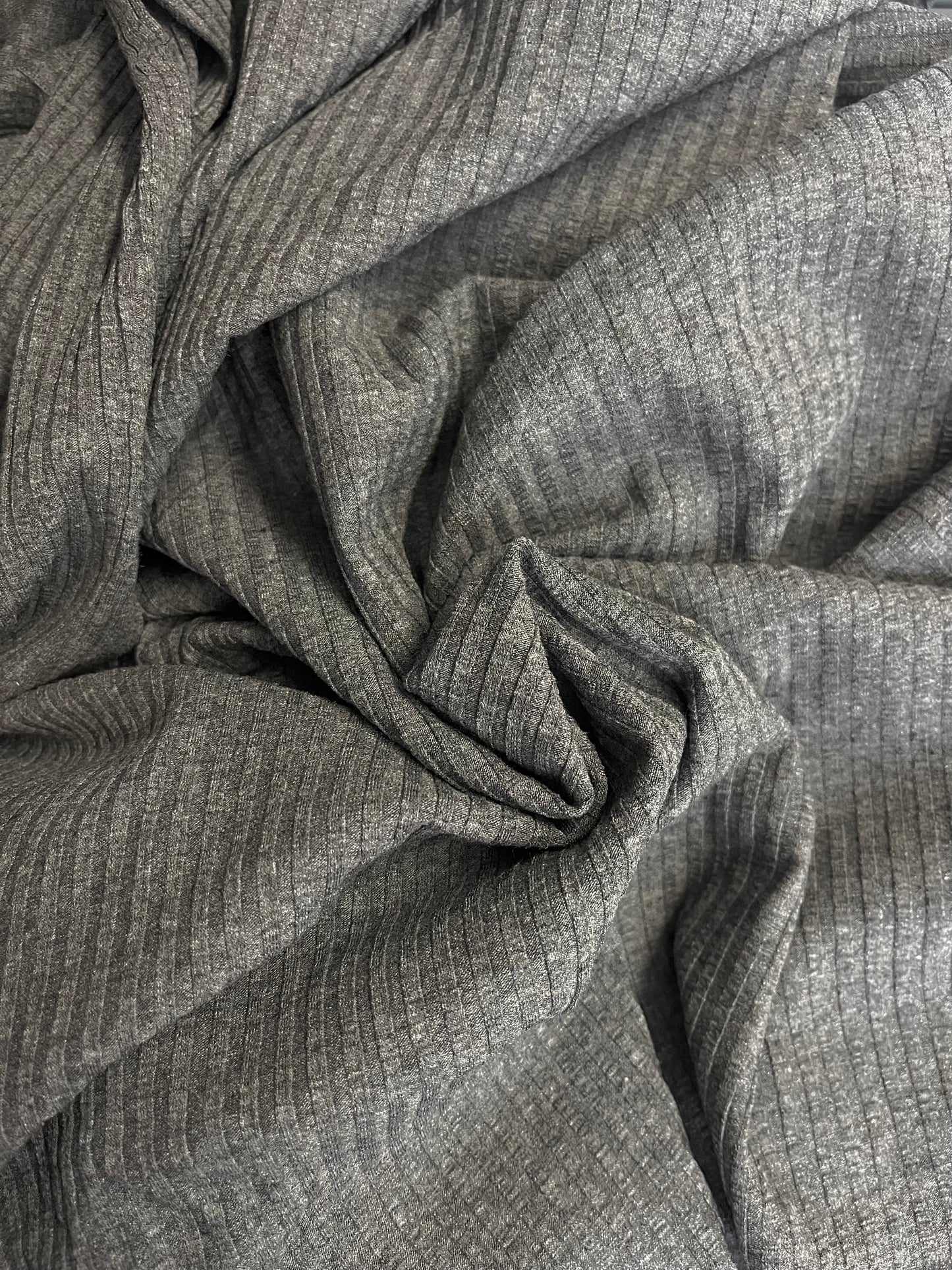 Rayon Wide Ribbed Knit - Charcoal Grey
