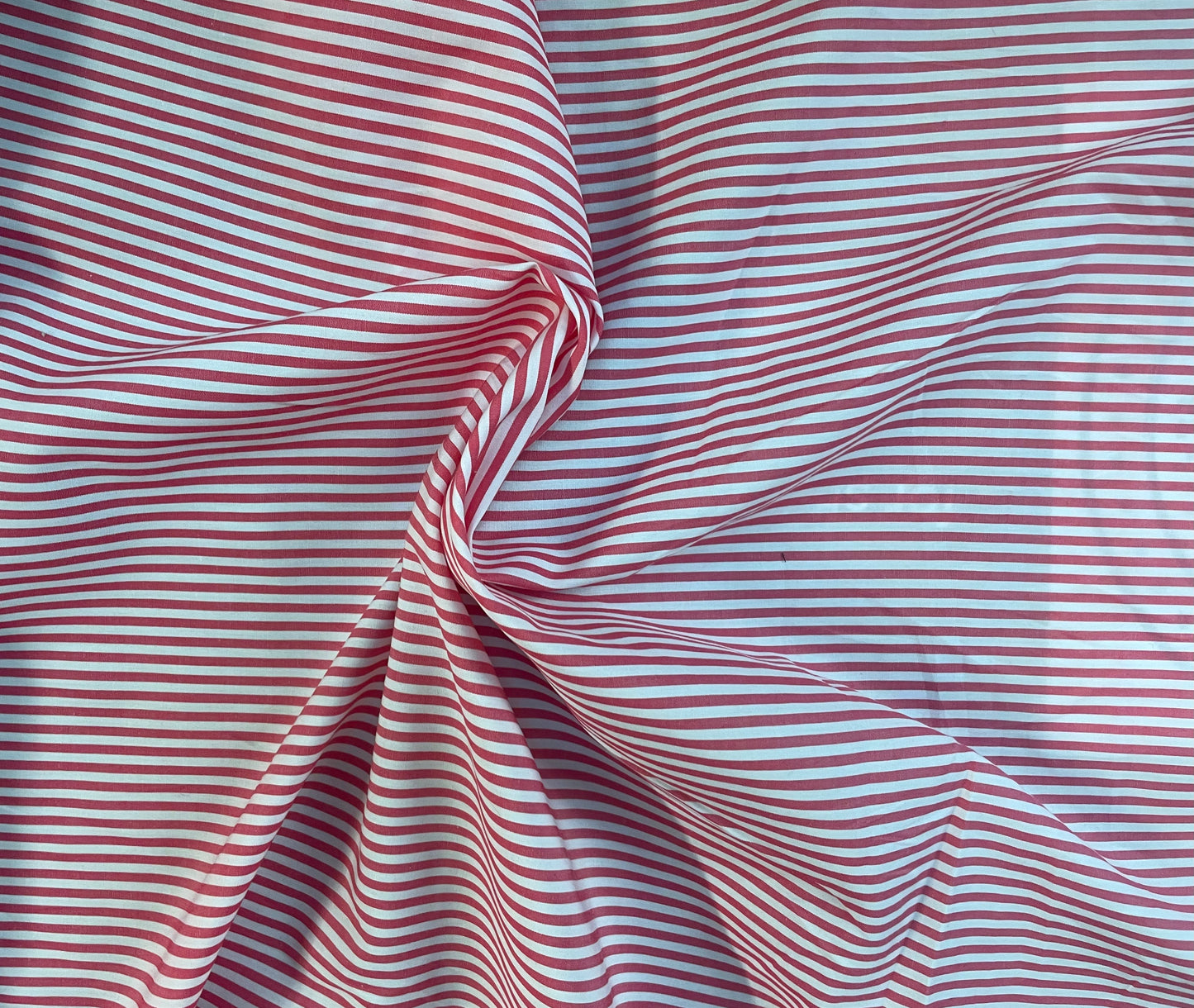 Italian Striped Cotton White and Tomato Red