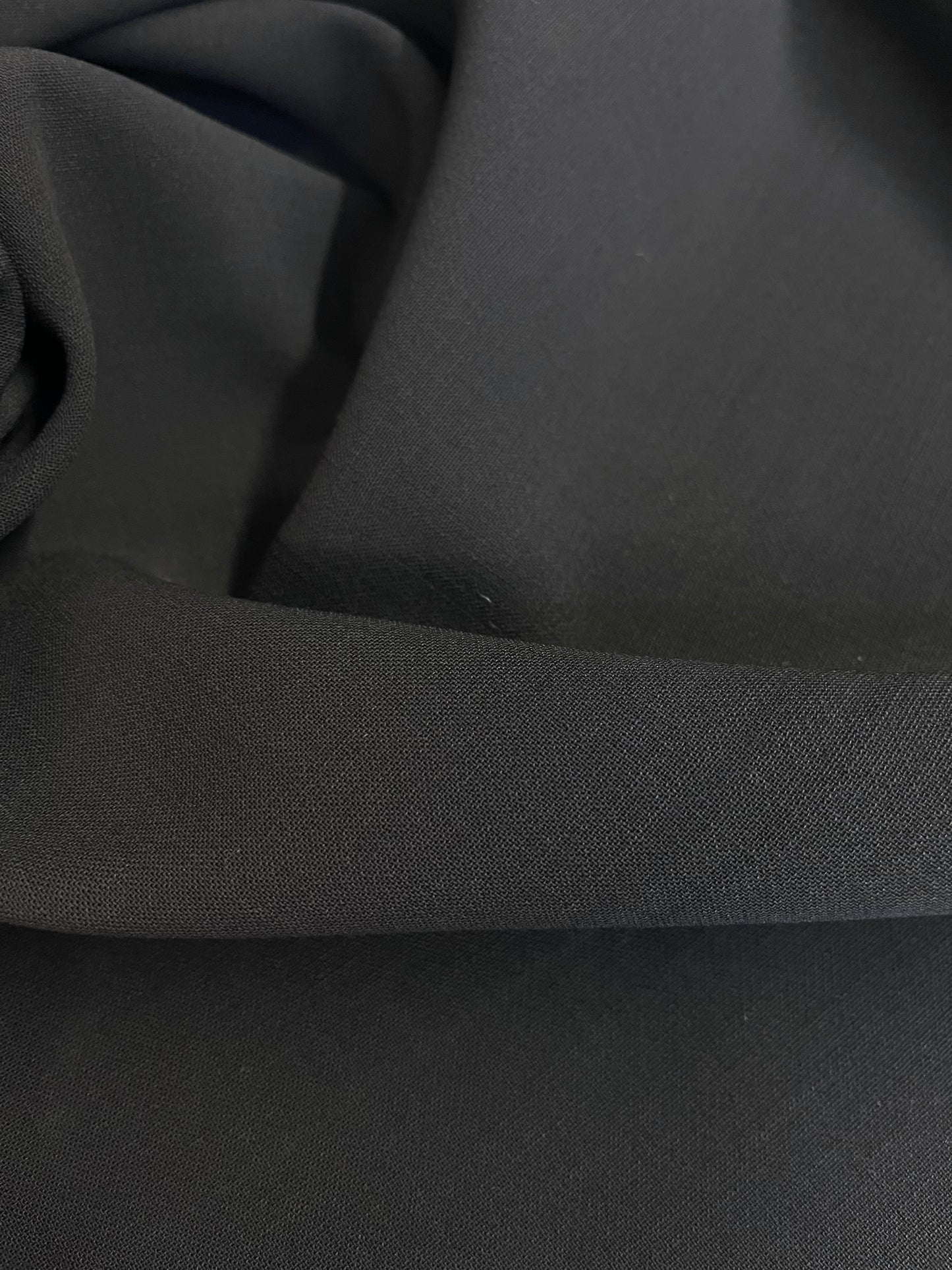 Italian Stretch Virgin Wool Crepe - Double Face - Jet Black