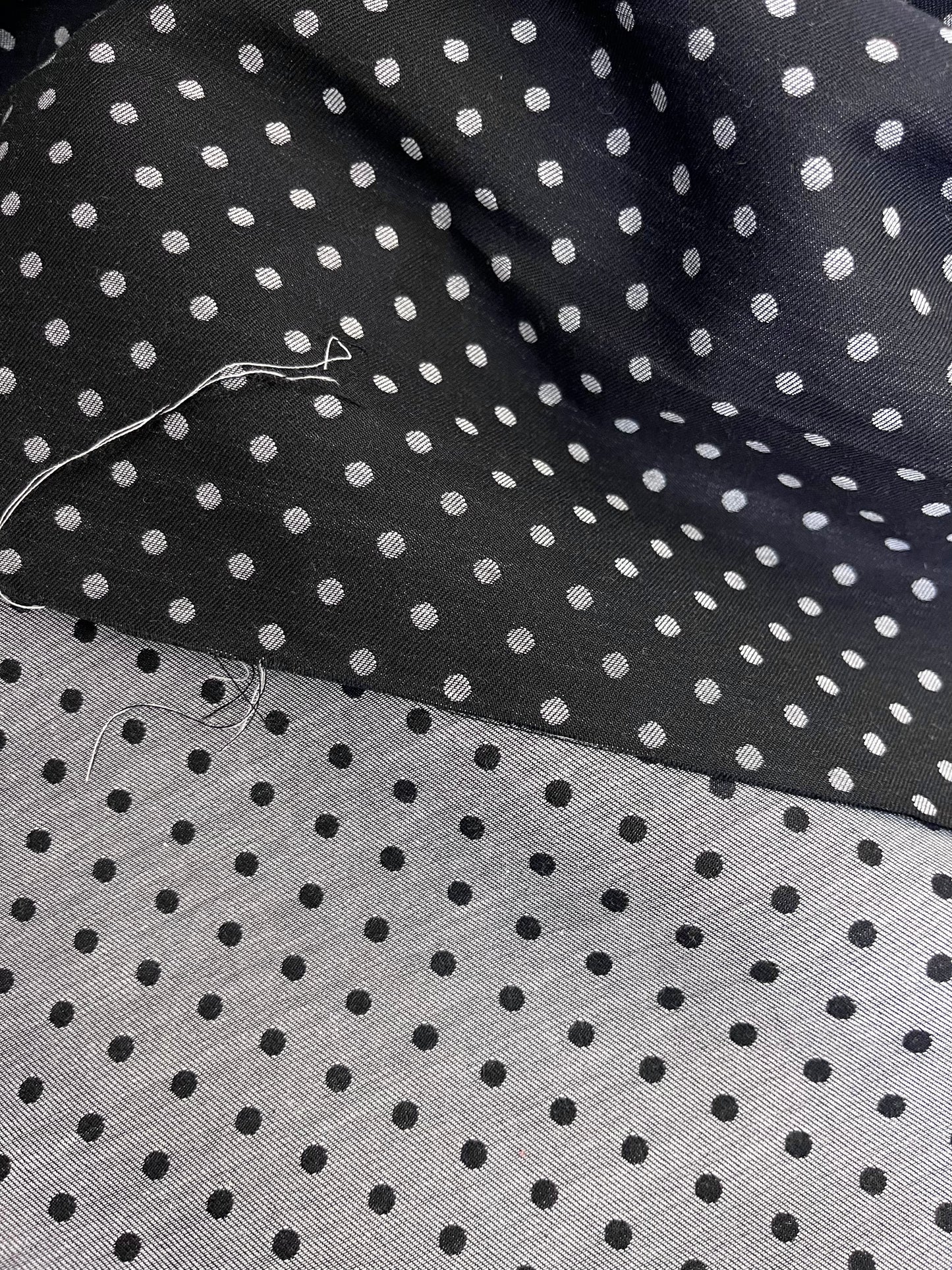 Italian Double-Sided Cotton & Wool Blend - Polka Dot - Blue