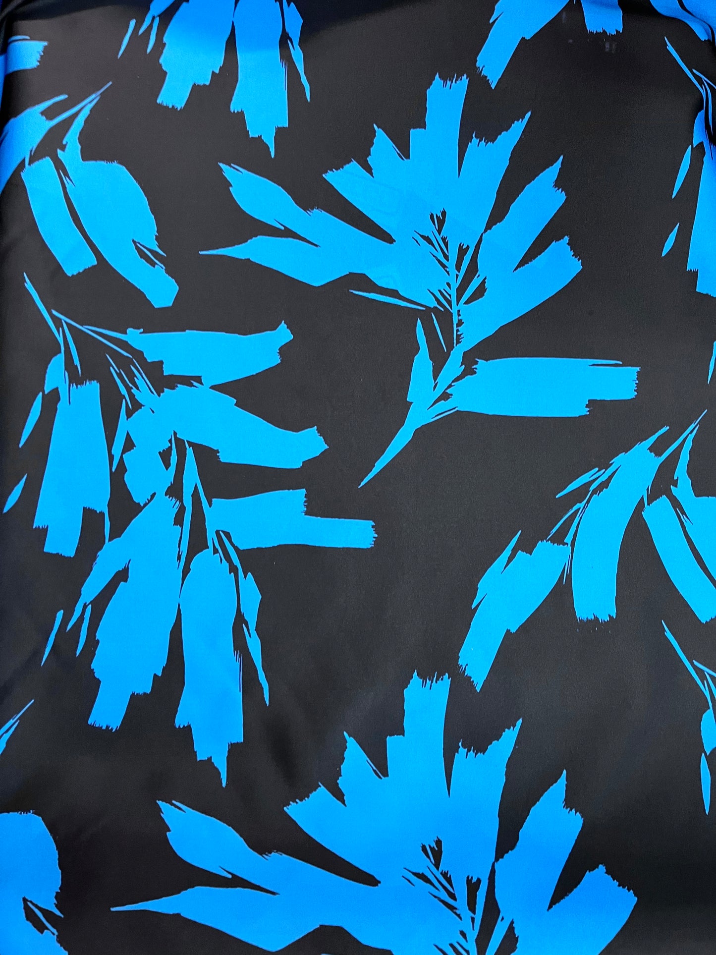 Jumbo Print Poly Zibeline - Navy Blue & Turquoise