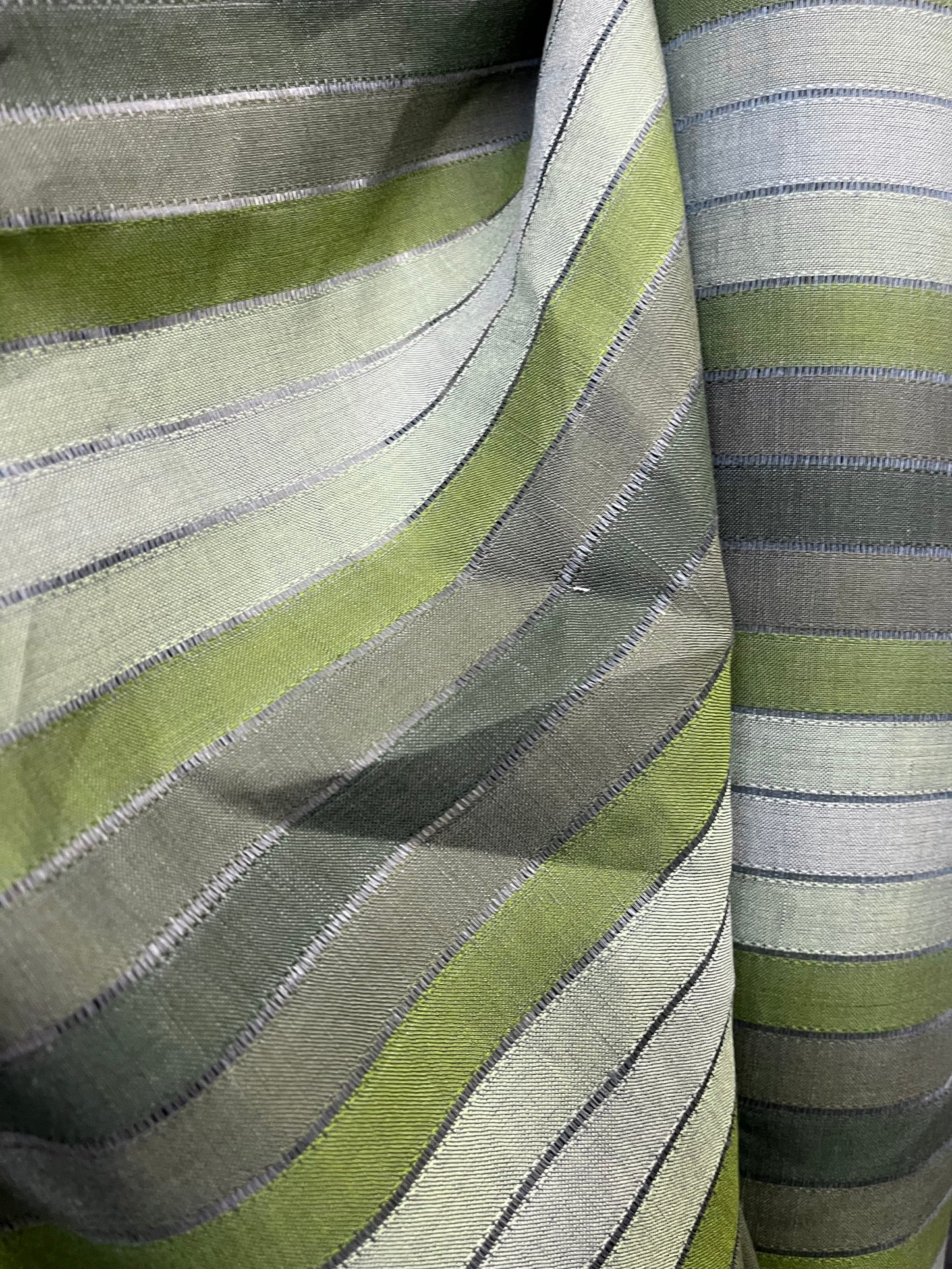 Linen Blend Jacquard - Green Stipe