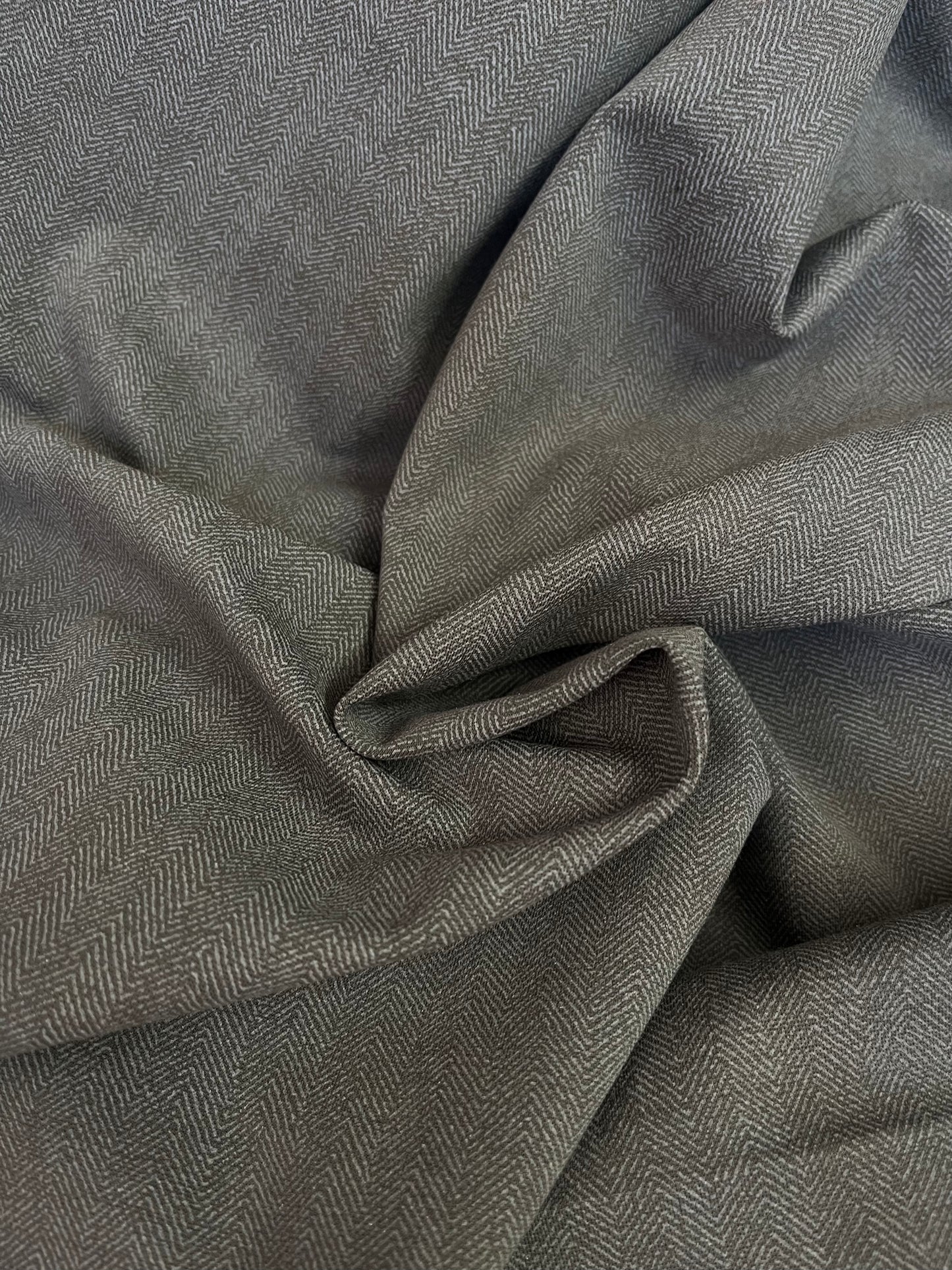 Cotton Double Knit - Grey Printed Herringbone