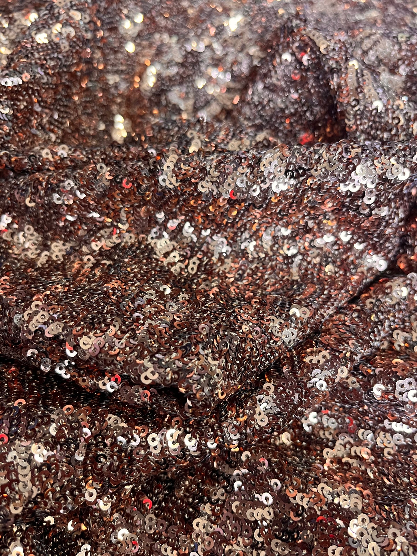Italian Sequin Stretch Mesh - Copper