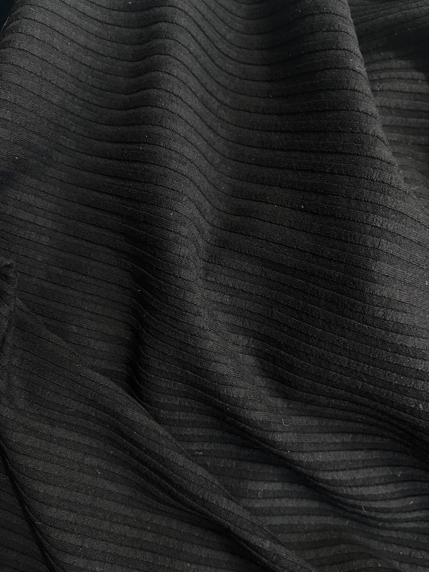 Rayon Wide Ribbed Knit - Jet Black