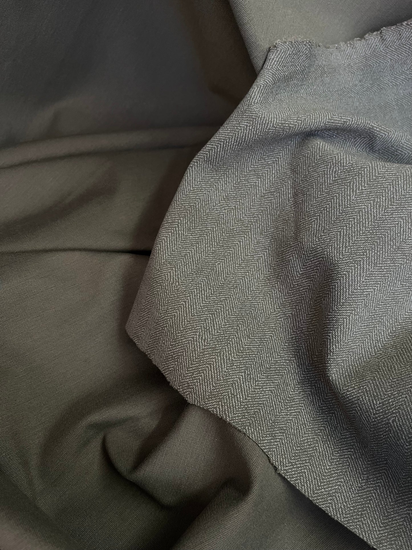 Cotton Double Knit - Grey Printed Herringbone