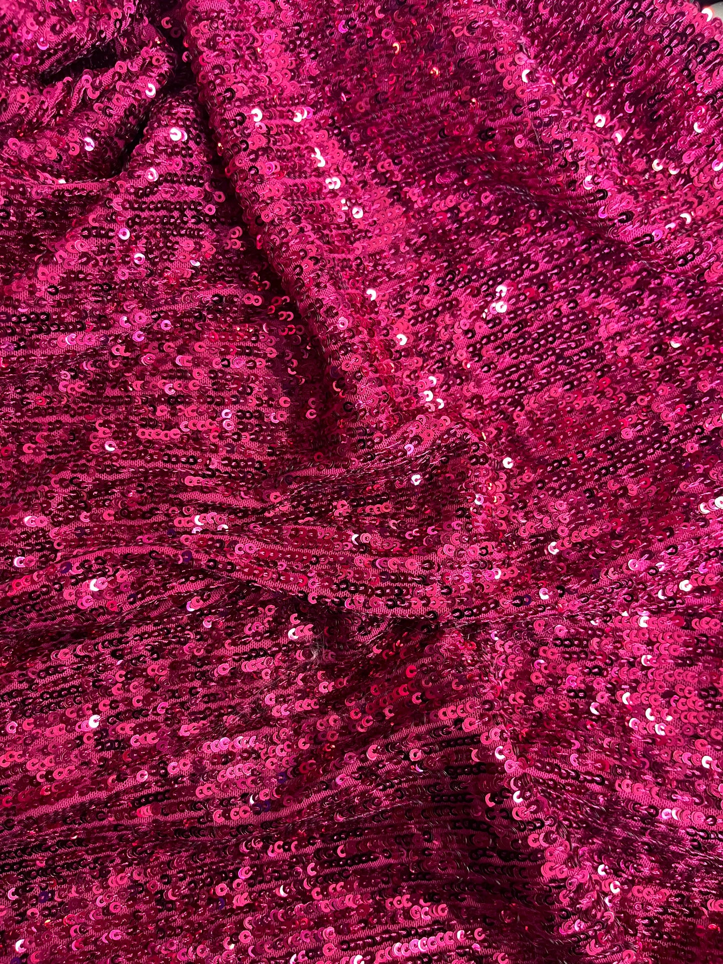 Italian Sequin Stretch Mesh - Hot Pink