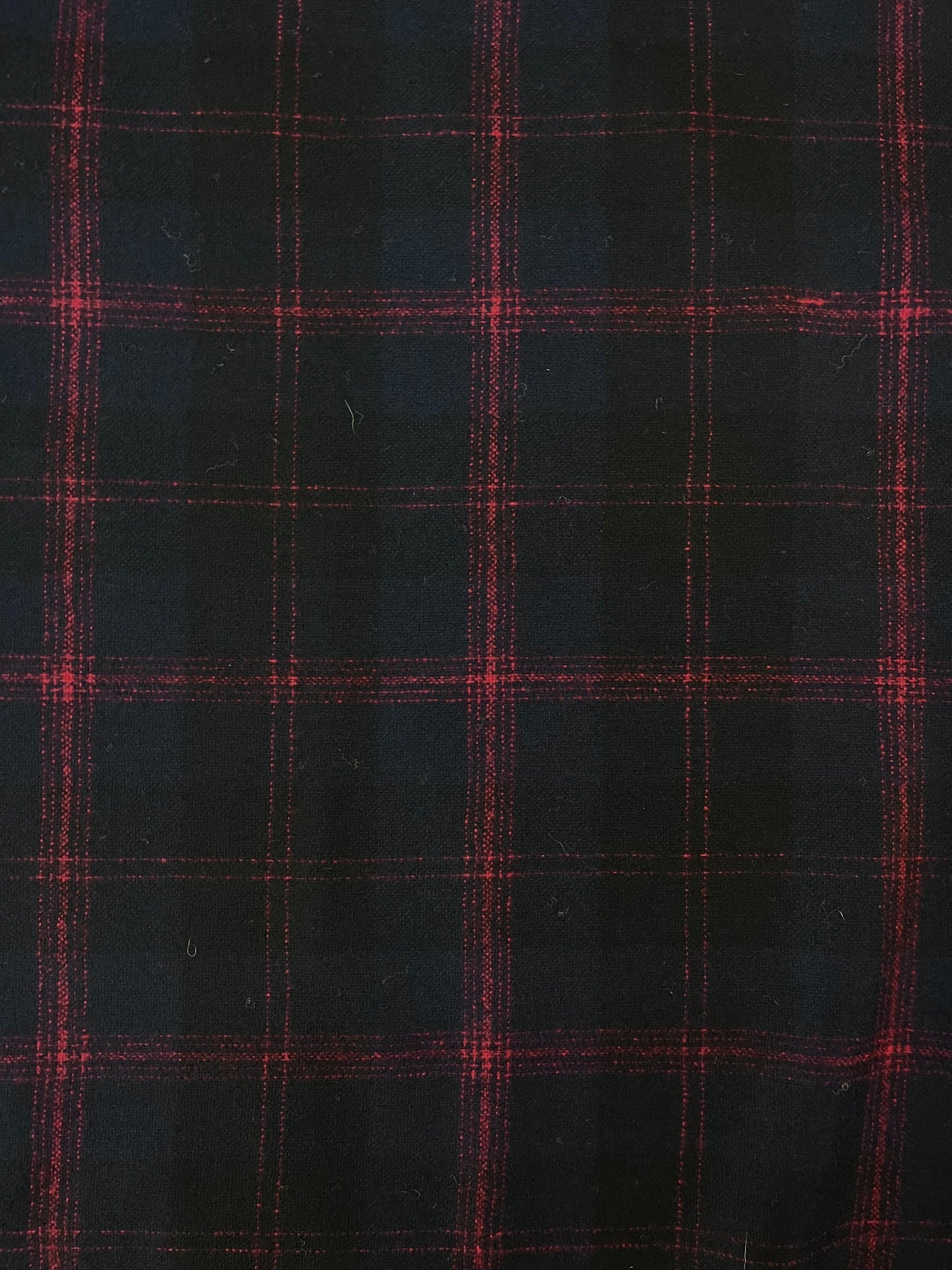 Plaid Wool Flannel Suiting - Black, Navy & Red