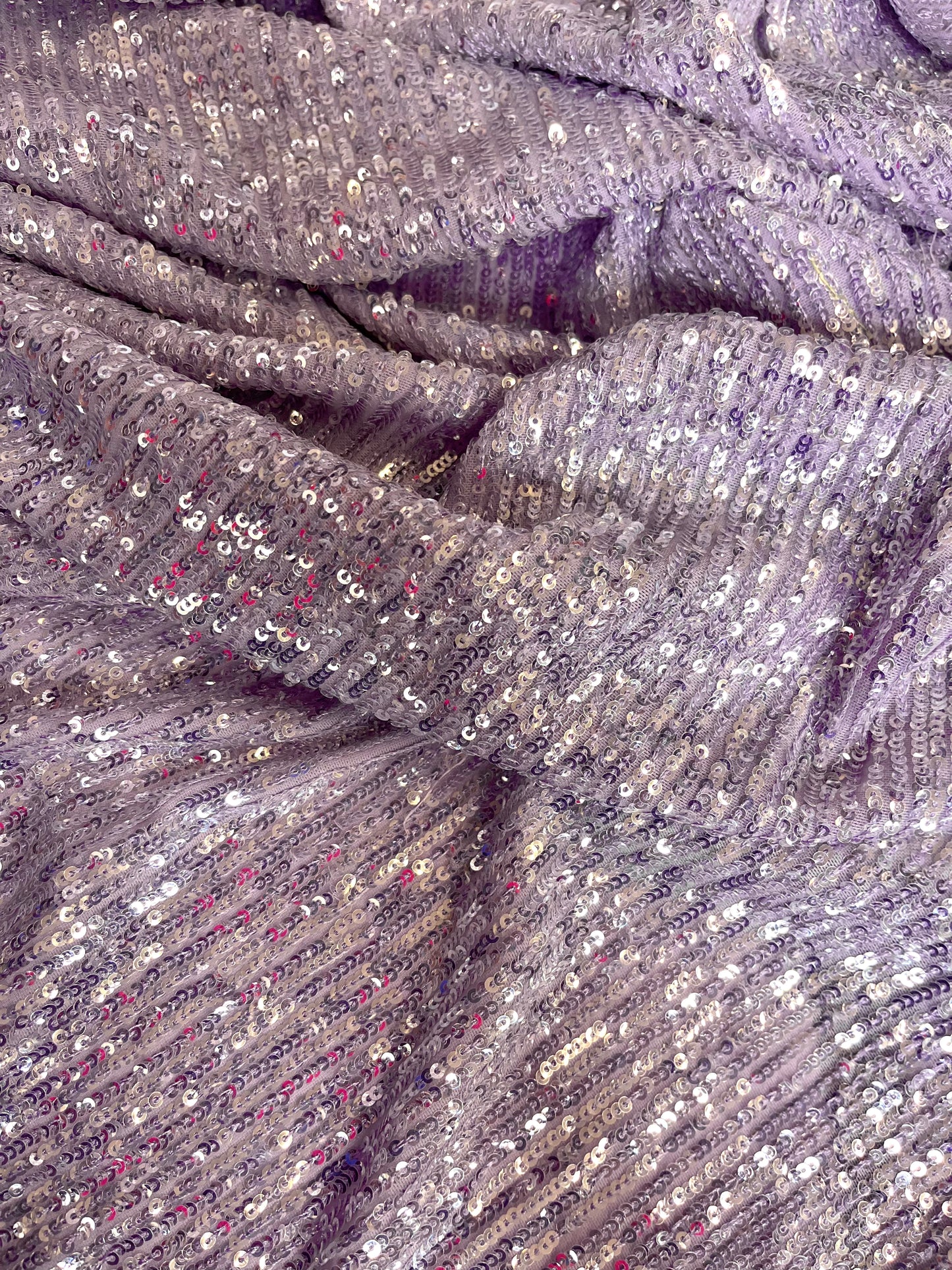 Italian Sequin Stretch Mesh - Lilac Purple