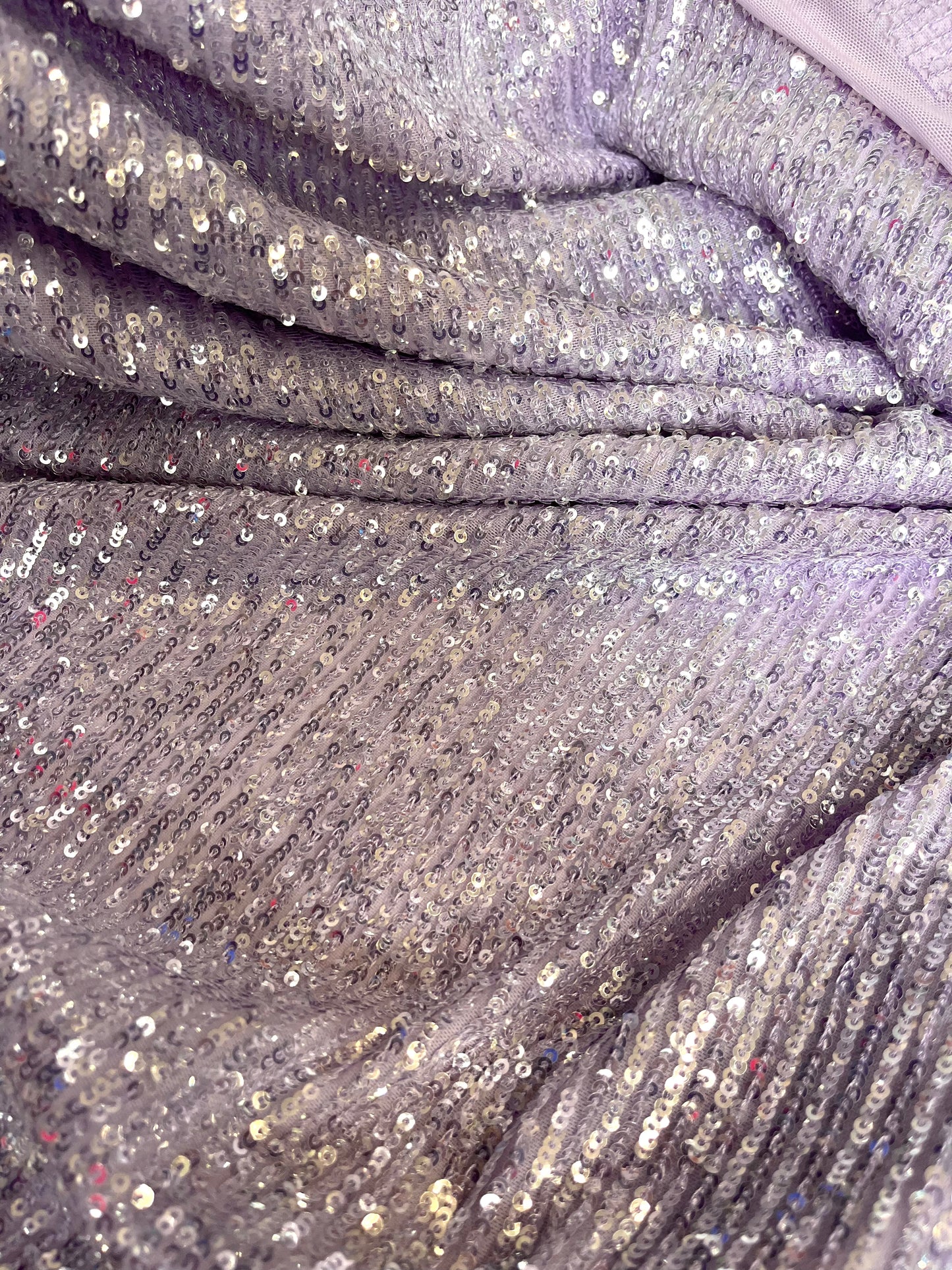 Italian Sequin Stretch Mesh - Lilac Purple