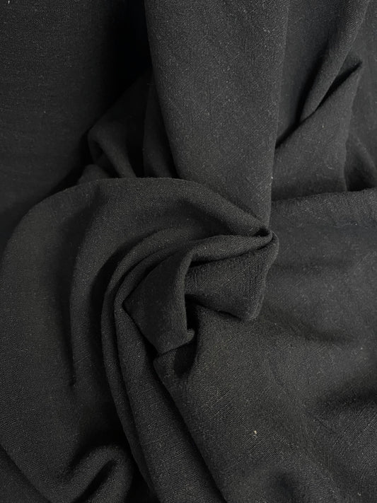 Textured Cotton & Linen Blend - Jet Black