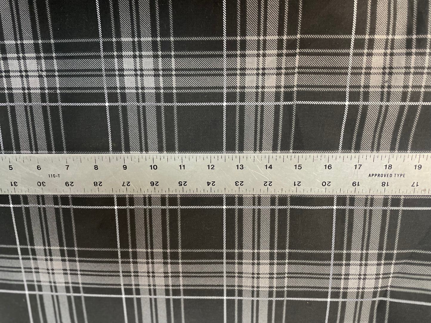 Stretch Cotton Plaid Print- Charcoal, Grey & White