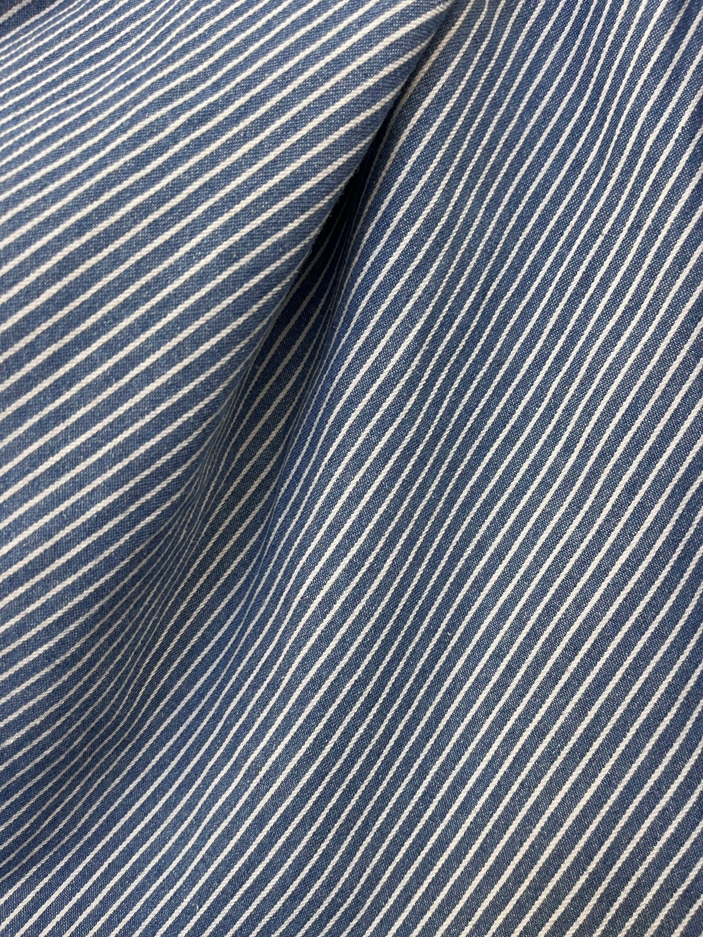 Wide Woven Stripe Cotton - Denim & Off-White