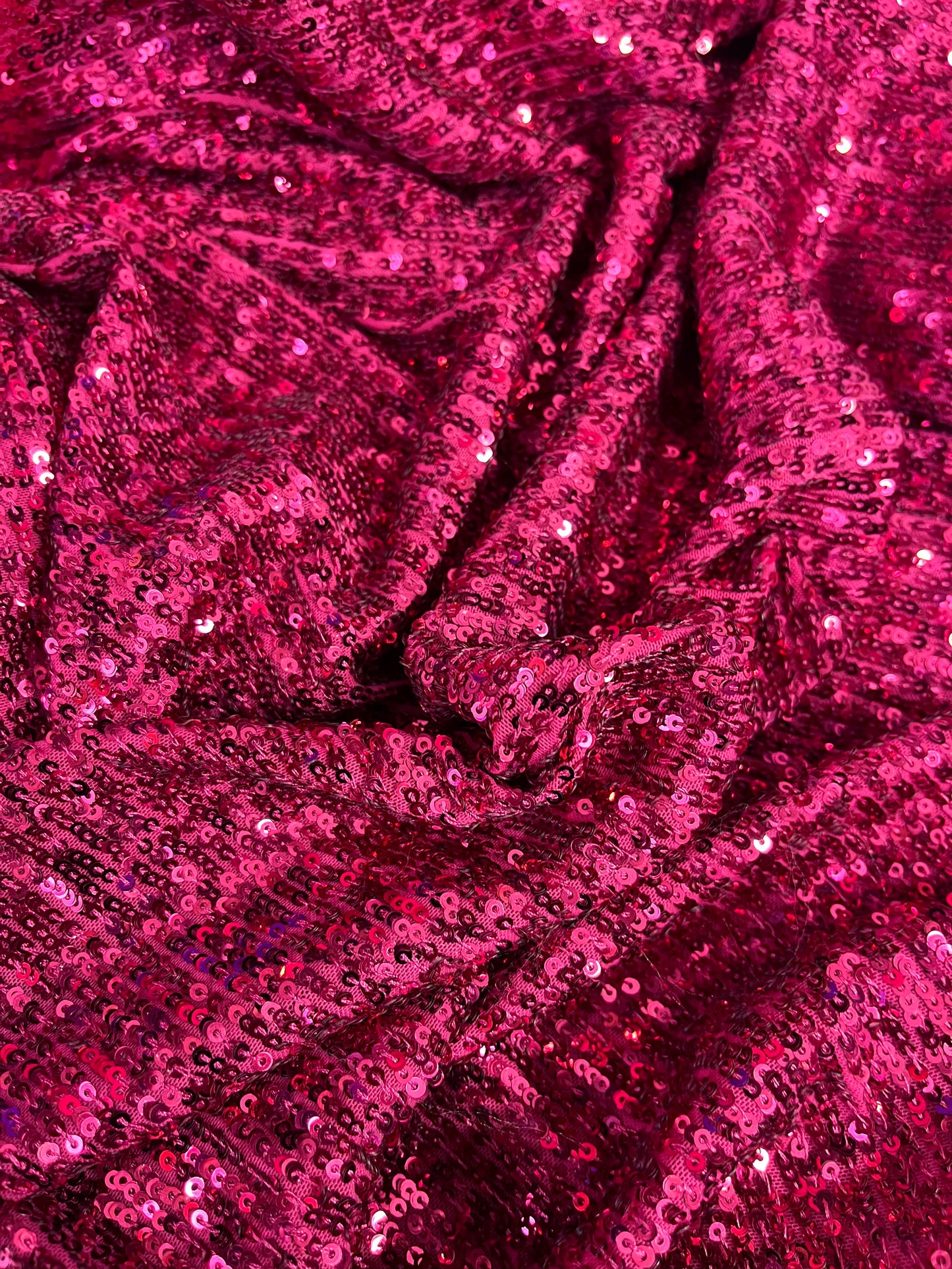Italian Sequin Stretch Mesh - Hot Pink