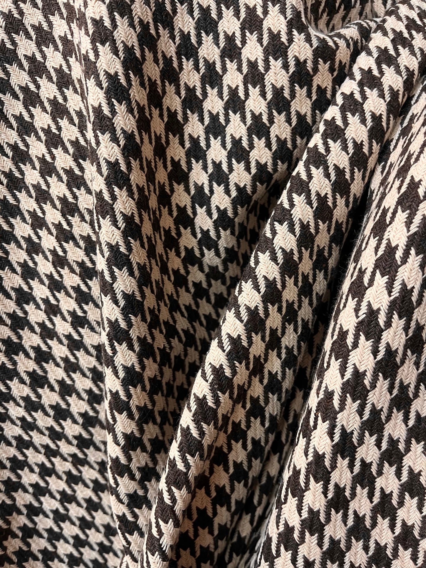 Houndstooth Poly Rayon Woven Boucle - Brown & Cream