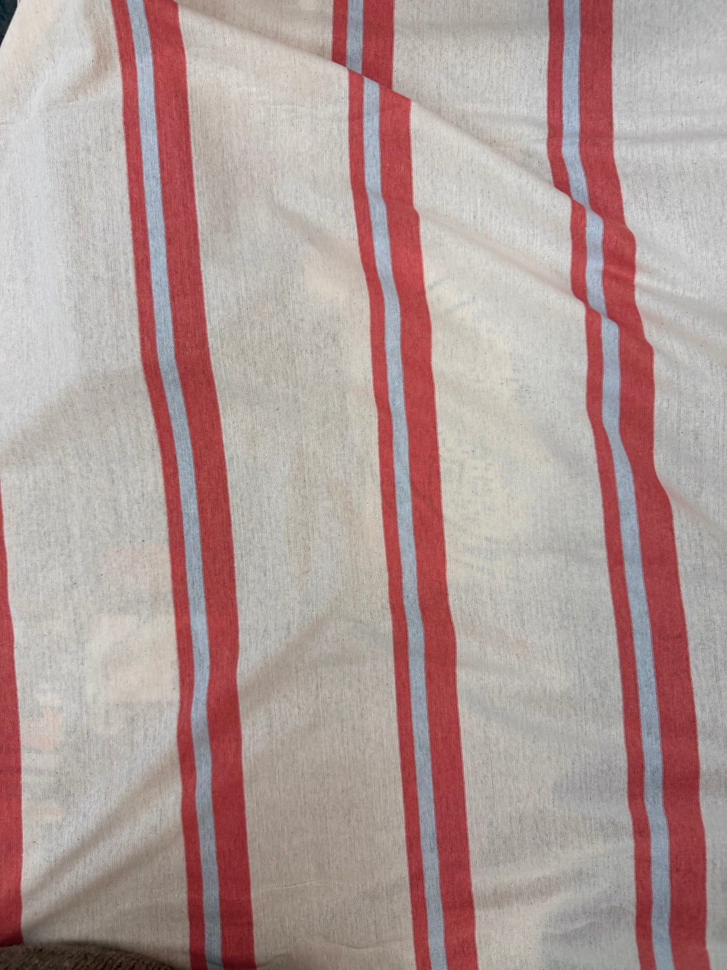 Italian Striped Cotton Jersey Blend - Salmon, Blue & Beige