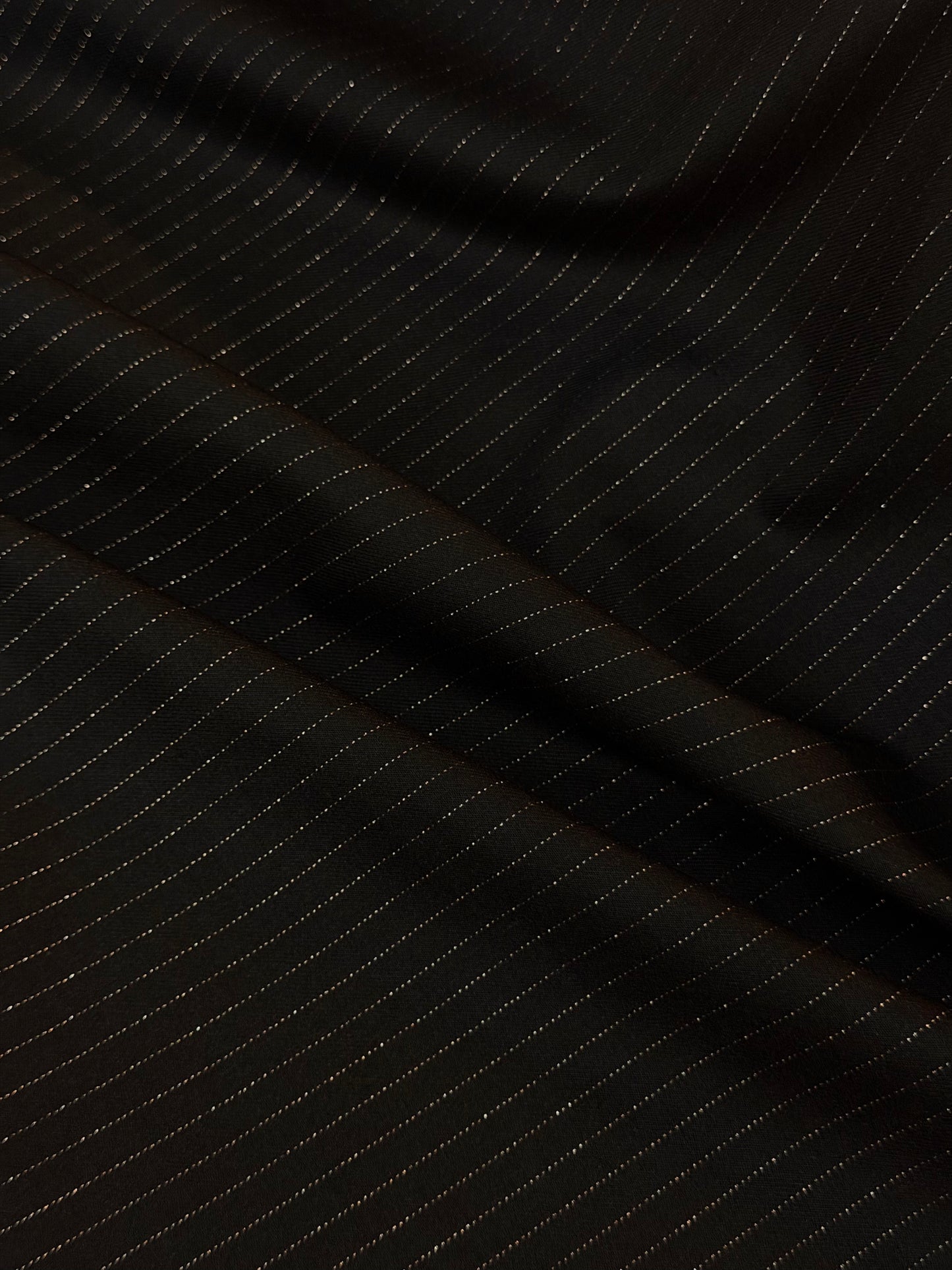 Italian Stretch Poly Rayon Suiting - Chocolate Brown & Gold Lurex