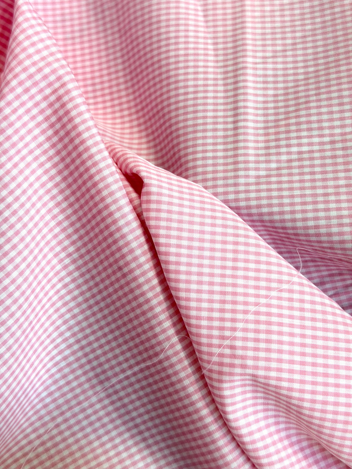 Cotton - Mini Check Plaid - Light Pink & White