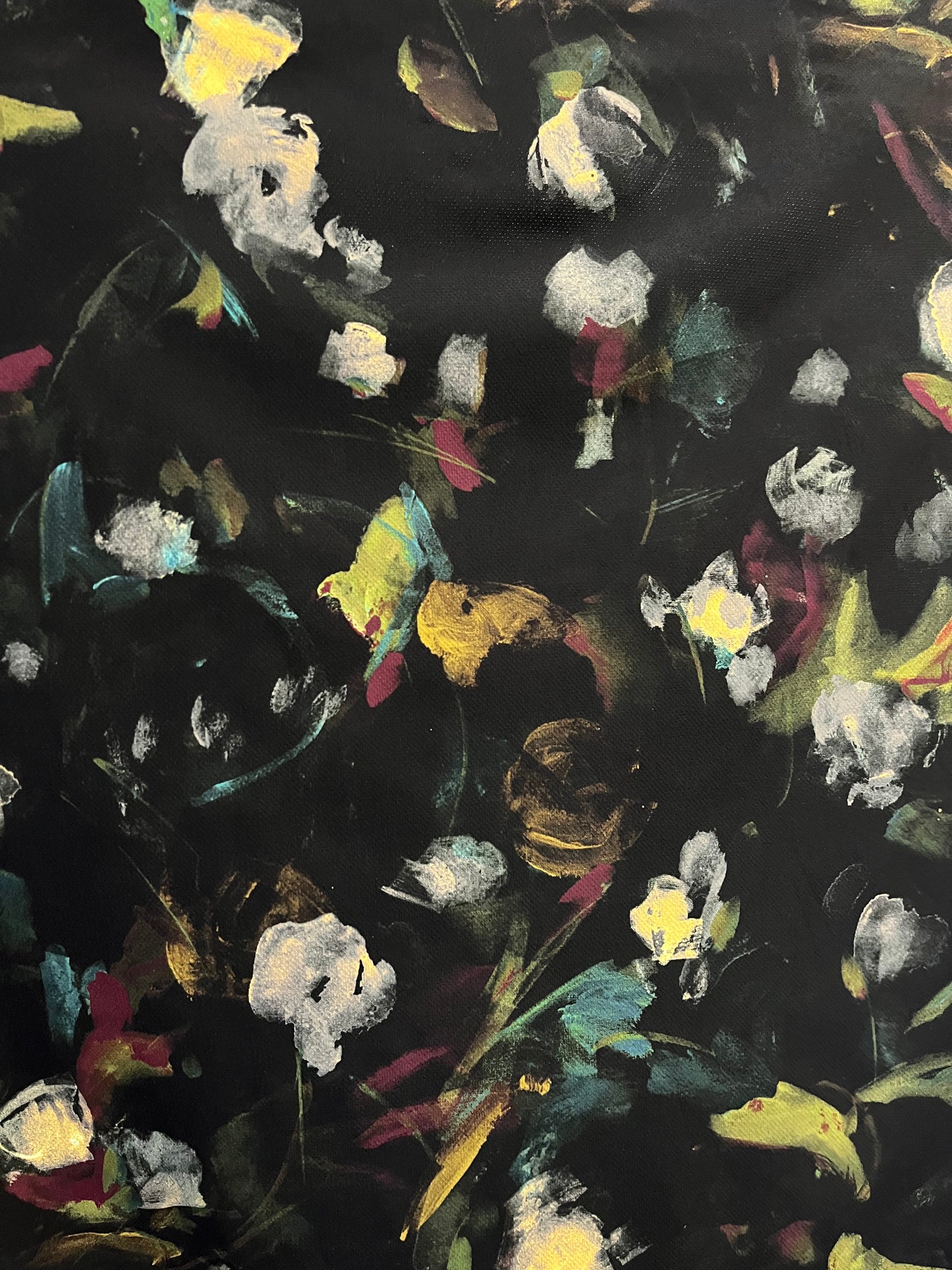 Italian Textured Poly Jersey Print - Black, Green & Blue