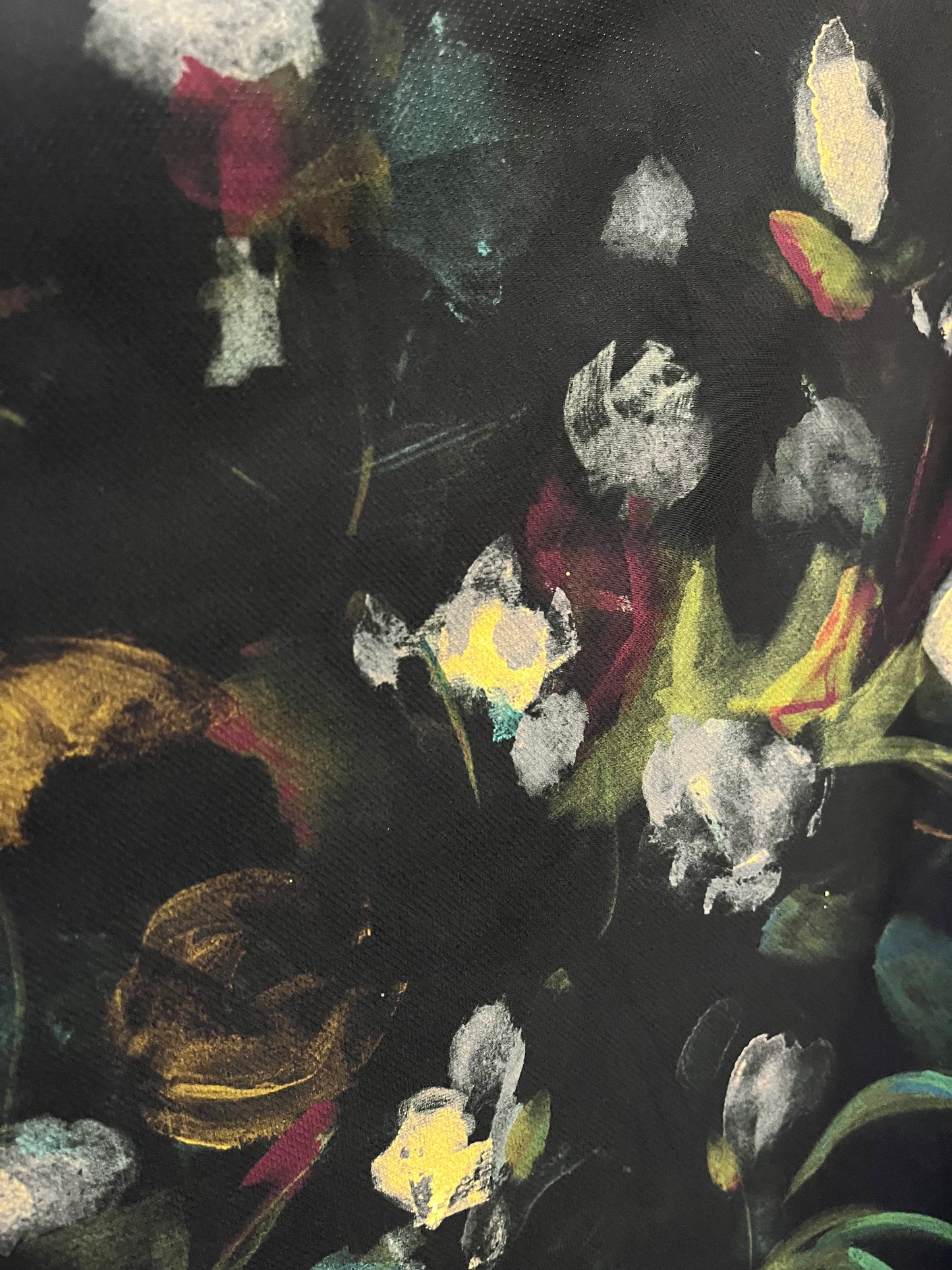 Italian Textured Poly Jersey Print - Black, Green & Blue