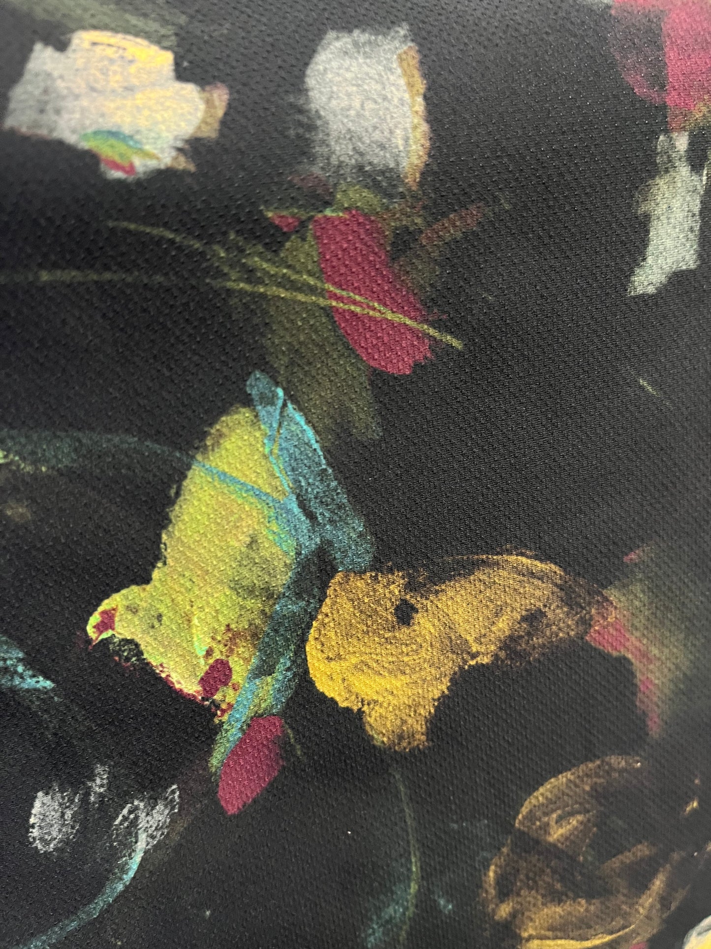 Italian Textured Poly Jersey Print - Black, Green & Blue
