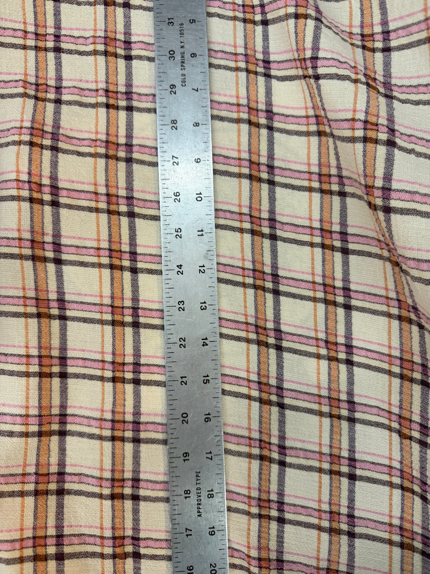 Plaid Crinkled Cotton - Off-White, Pink, Grey & Orange