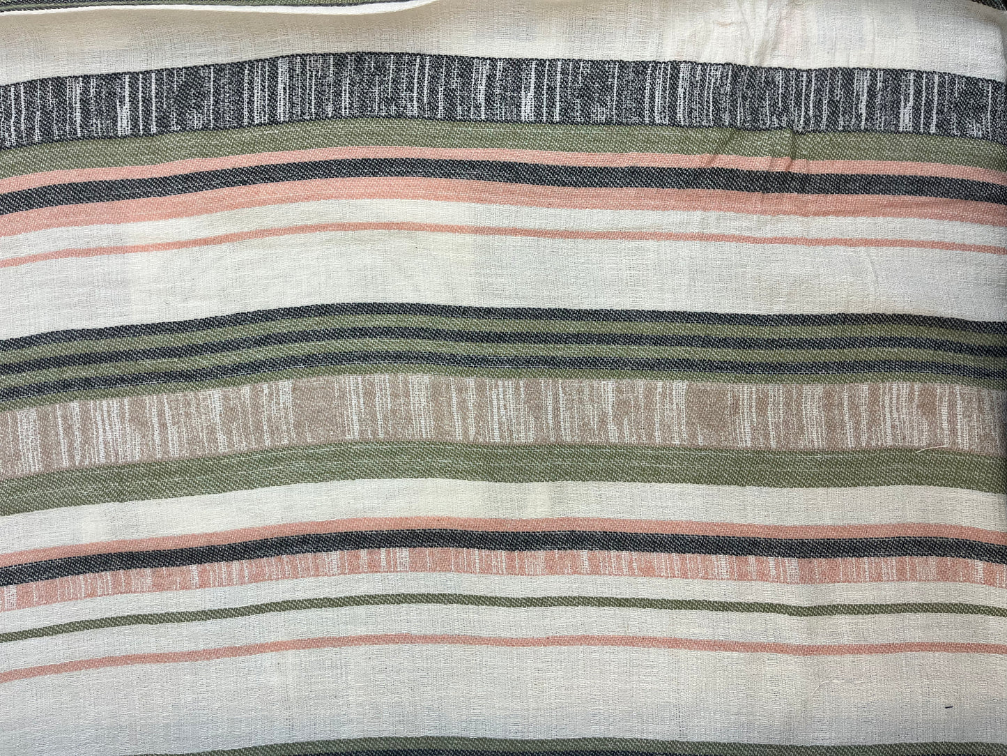 Textured Cotton Stripe - Warm White & Pastel