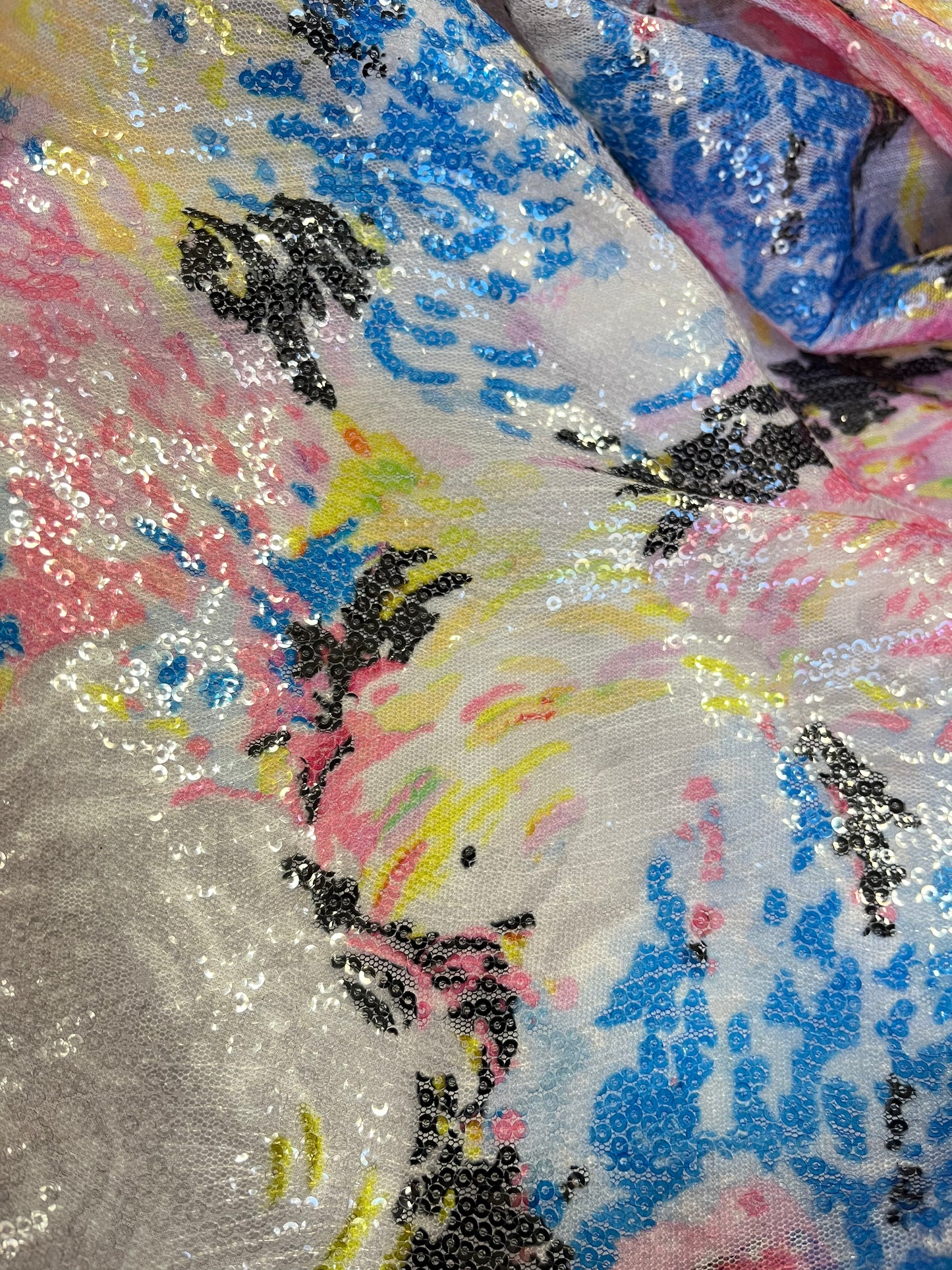 Embroidered Sequin Mesh - Bright Modern Floral