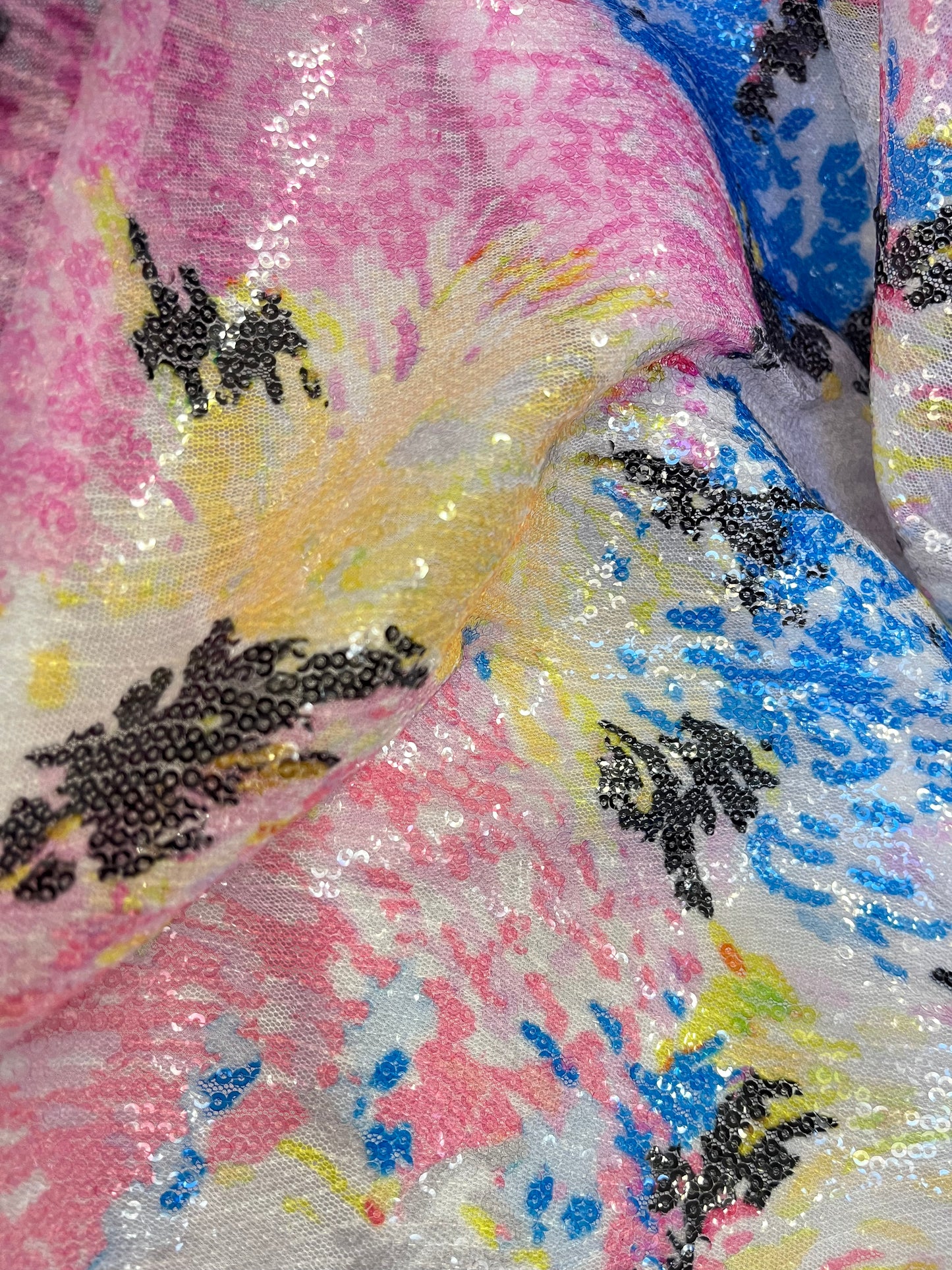 Embroidered Sequin Mesh - Bright Modern Floral