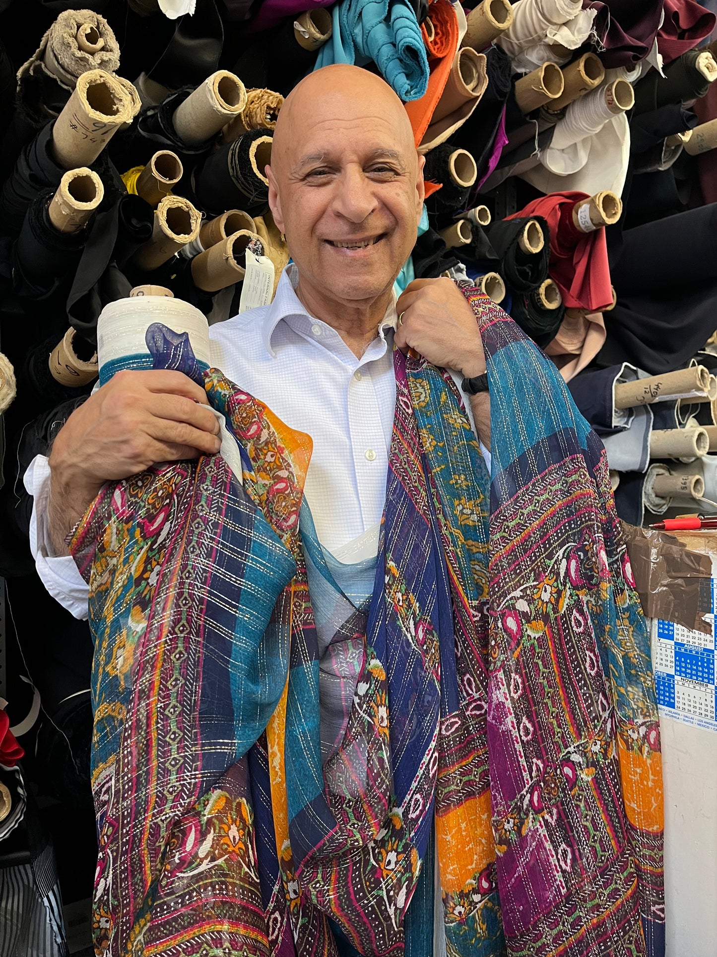 Italian Printed Silk Chiffon - Vibrant Multicolor & Silver Lurex