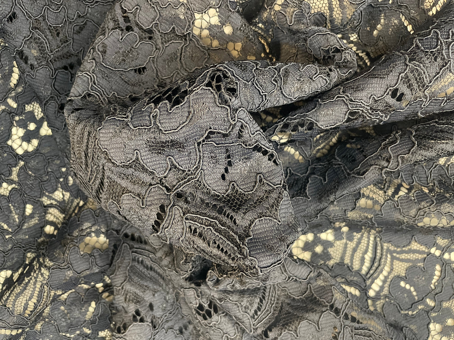 Black Corded Floral Lace