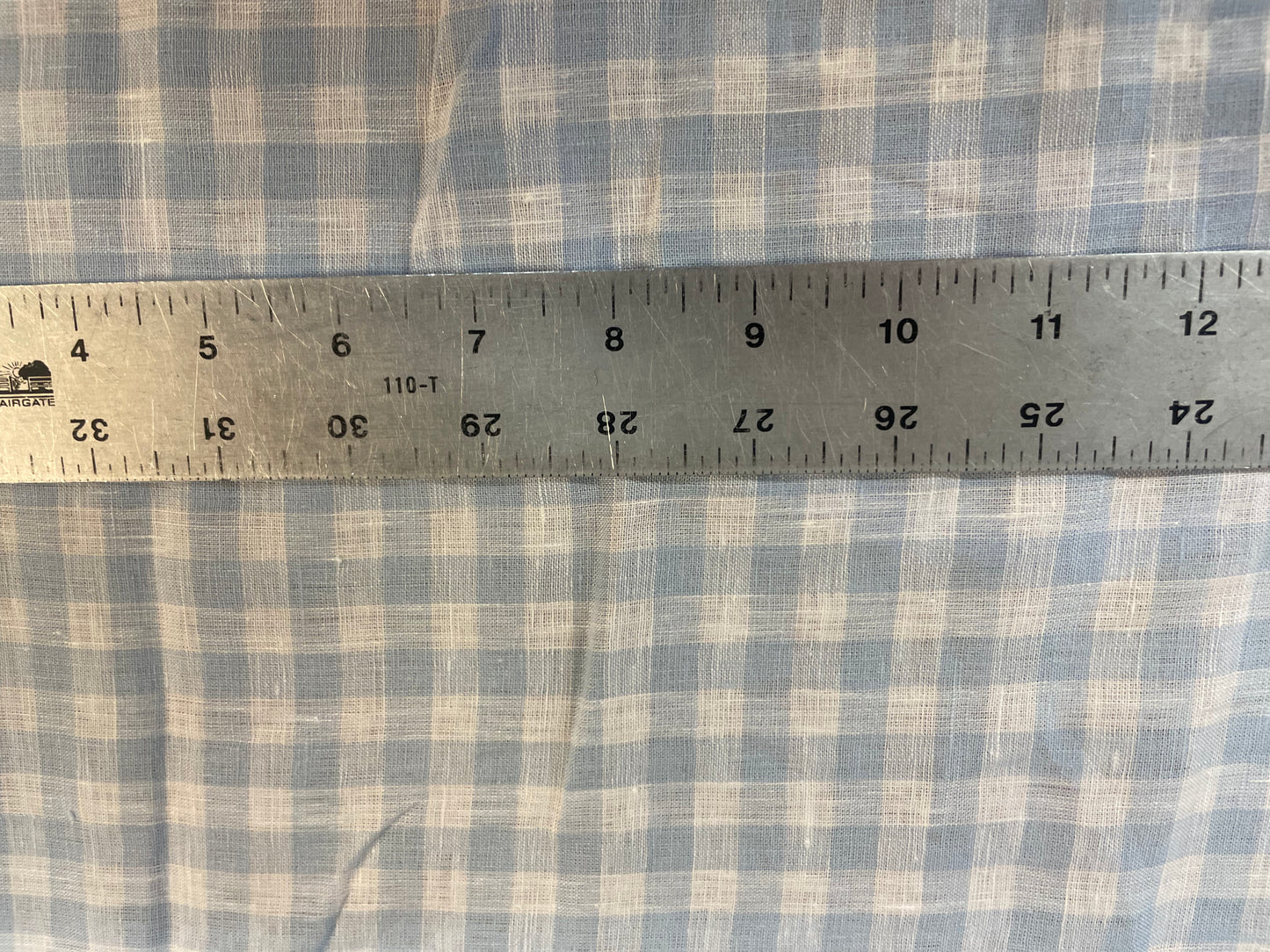Plaid Baby Blue and White Linen