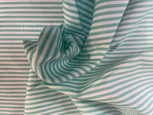 Italian Striped Cotton White and Mint Green