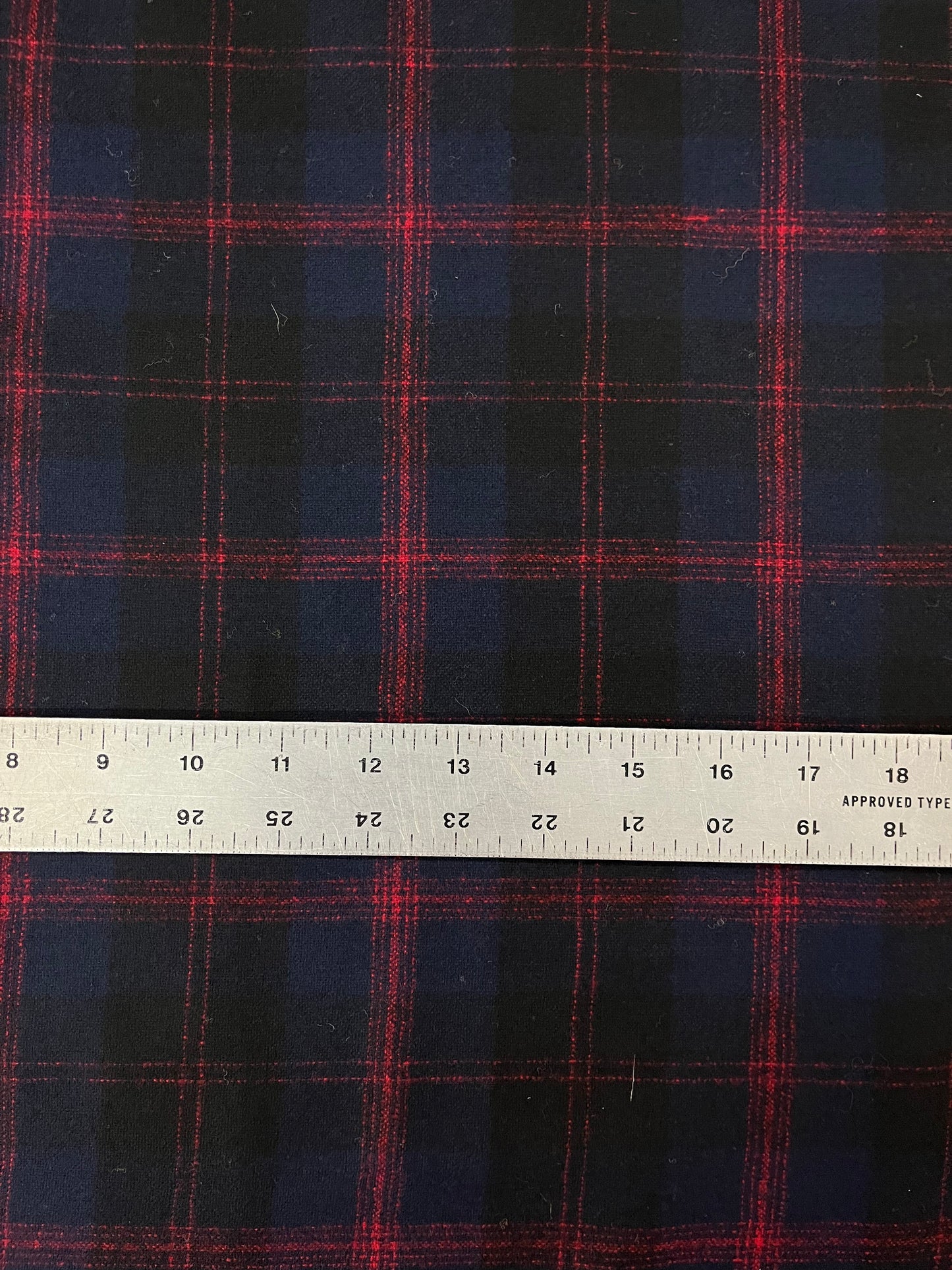 Plaid Wool Flannel Suiting - Black, Navy & Red