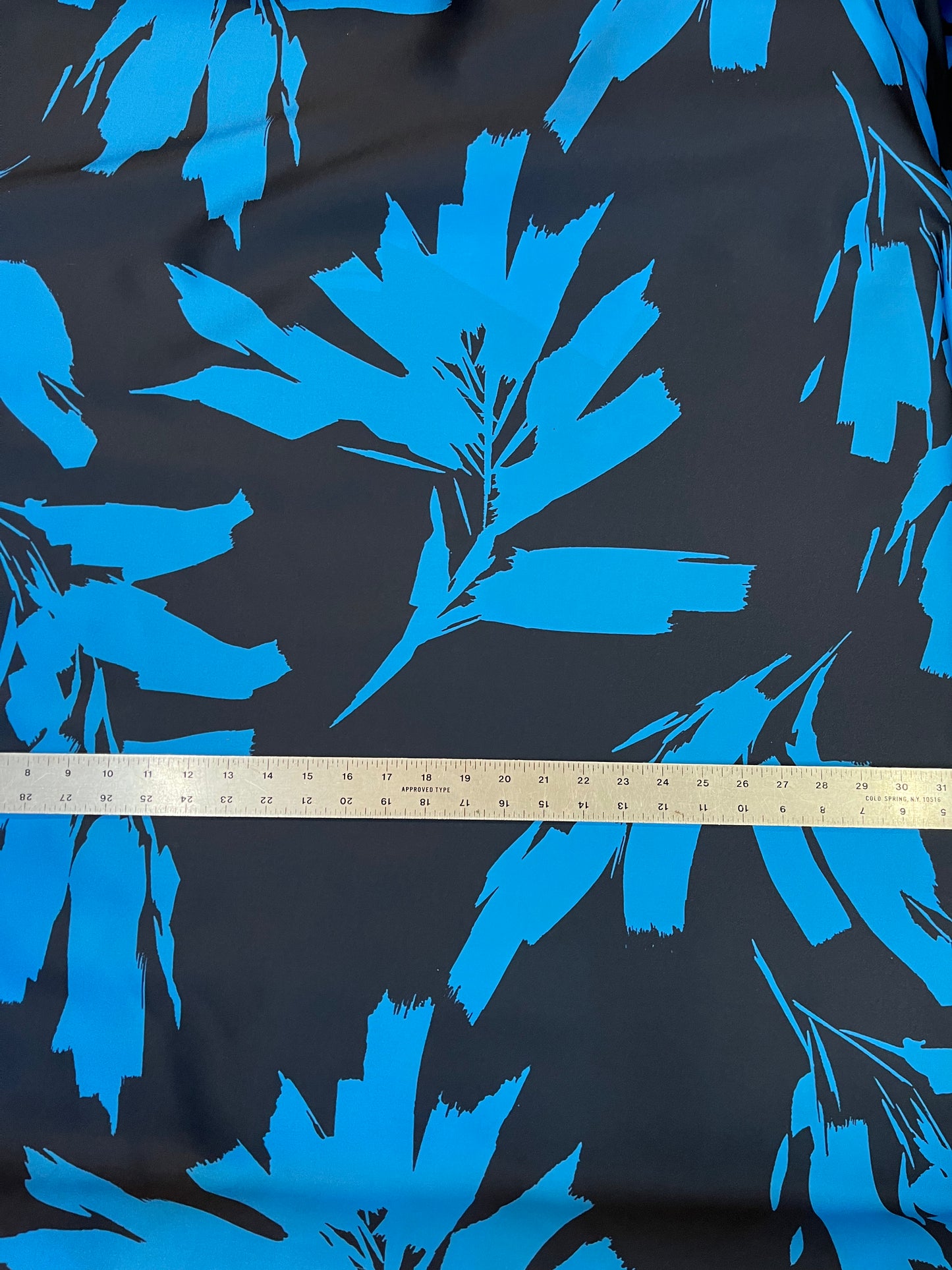 Jumbo Print Poly Zibeline - Navy Blue & Turquoise