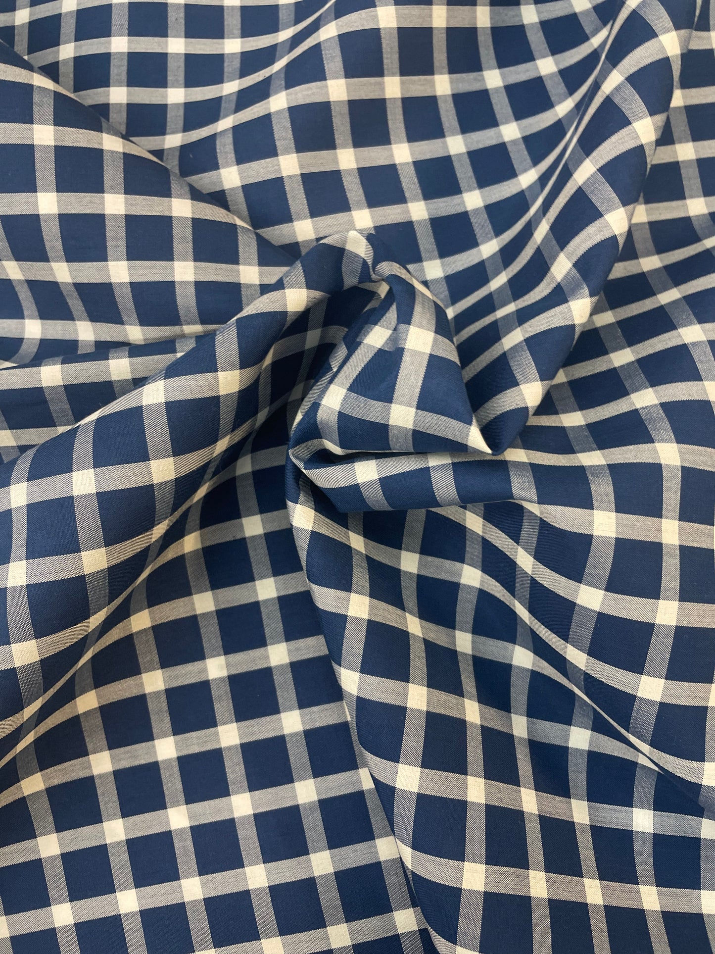 Silk Shirting Plaid - White & Blue
