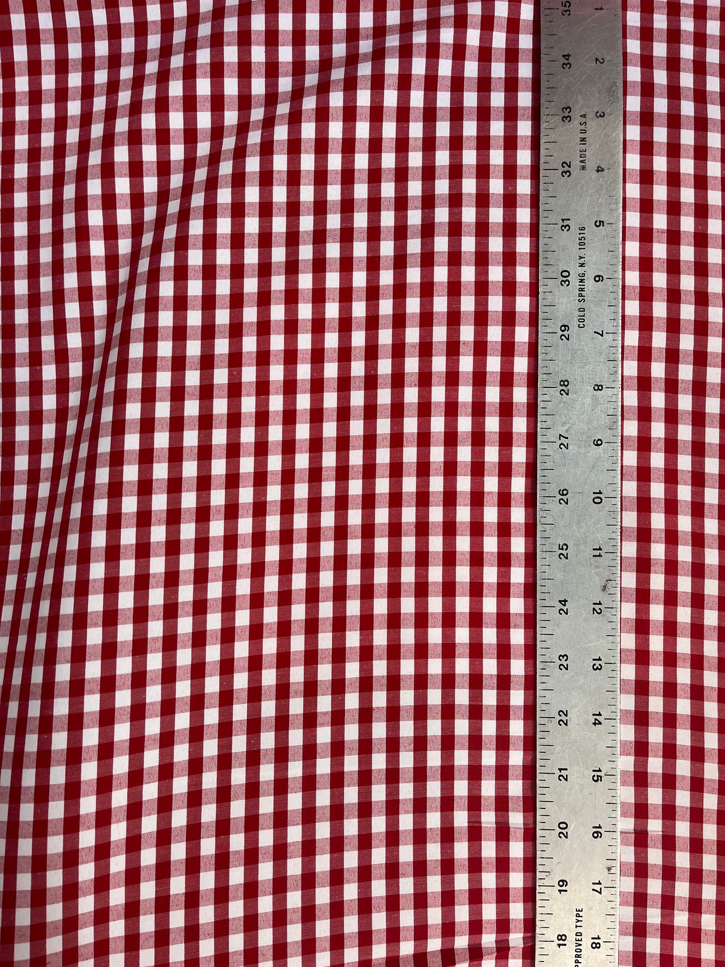 Gingham Poly Cotton - Red & Off-White