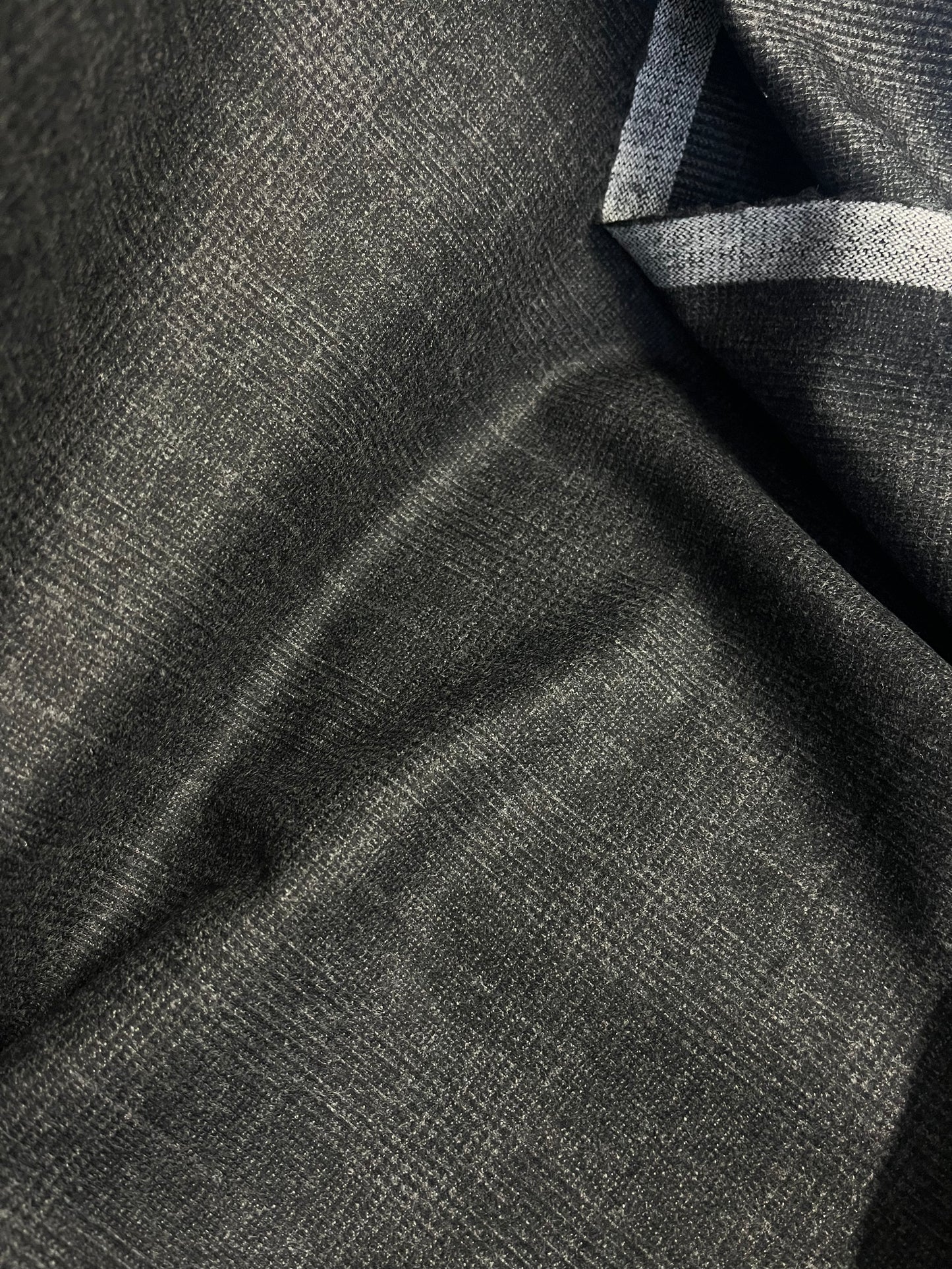 Italian Plaid Wool Flannel Suiting - Charcoal