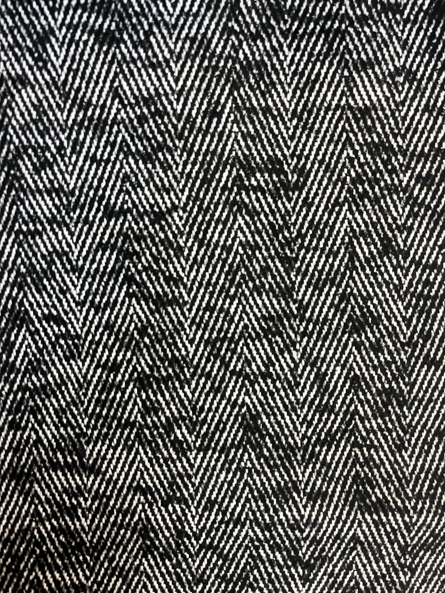 Italian Herringbone Textured Wool - White & Black