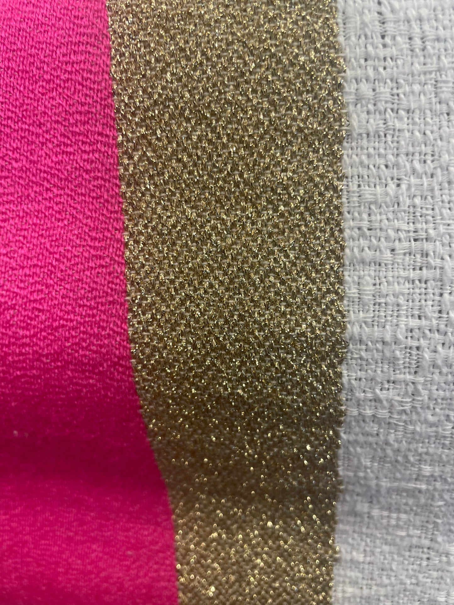 Woven Textured Cotton - White, Fuchsia & Gold