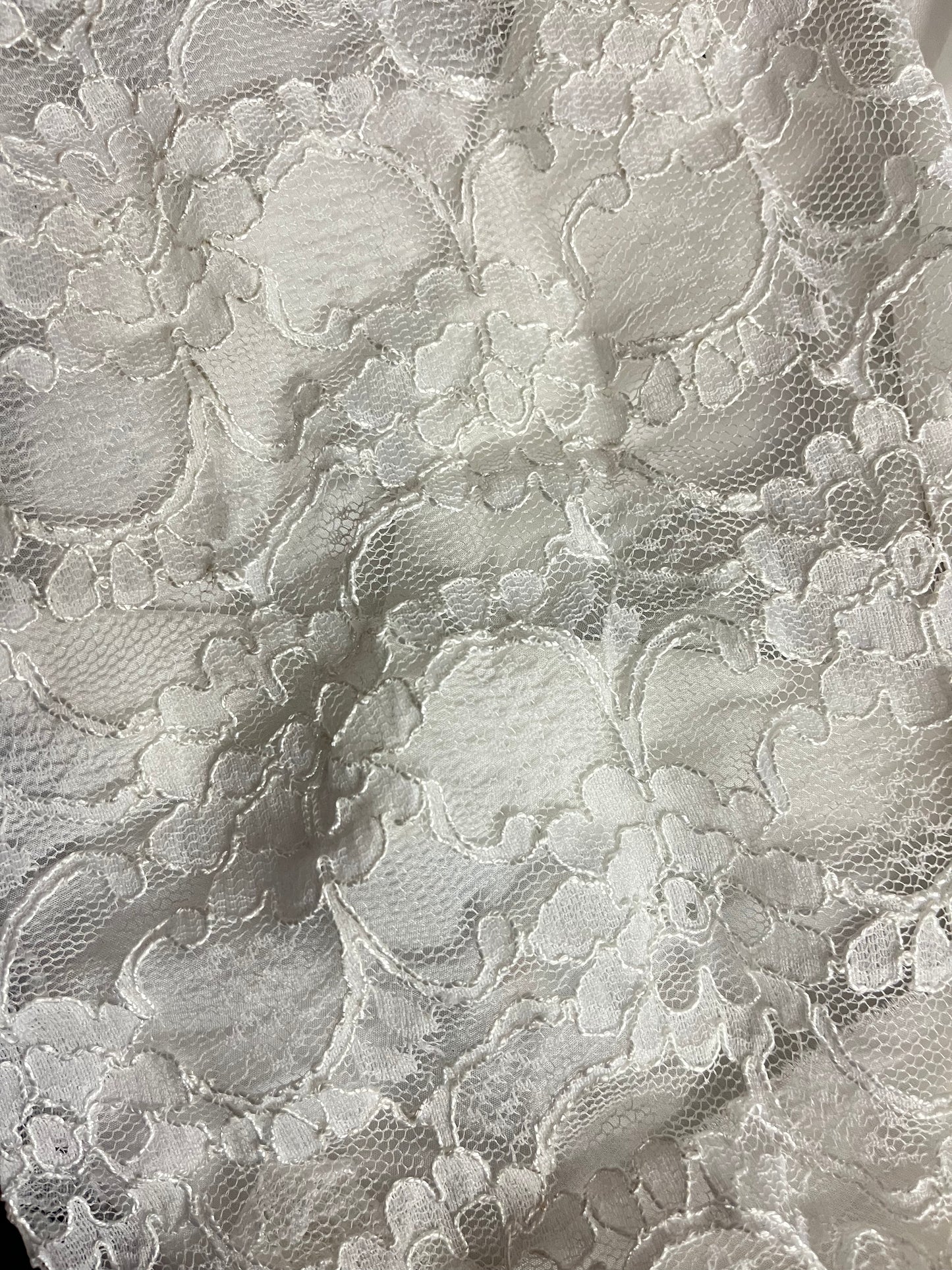 Stretch Floral Corded Lace - Ivory