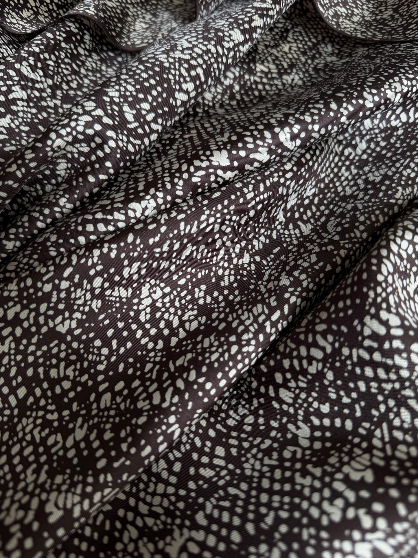 Printed Silk Twill - Chocolate Brown Polka Dot