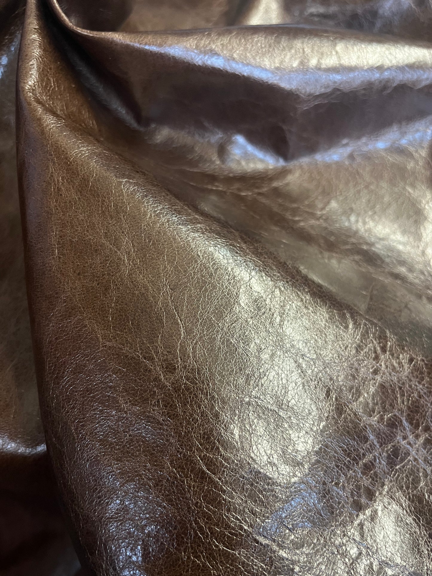 Designer Leather - Patent Chocolate Brown